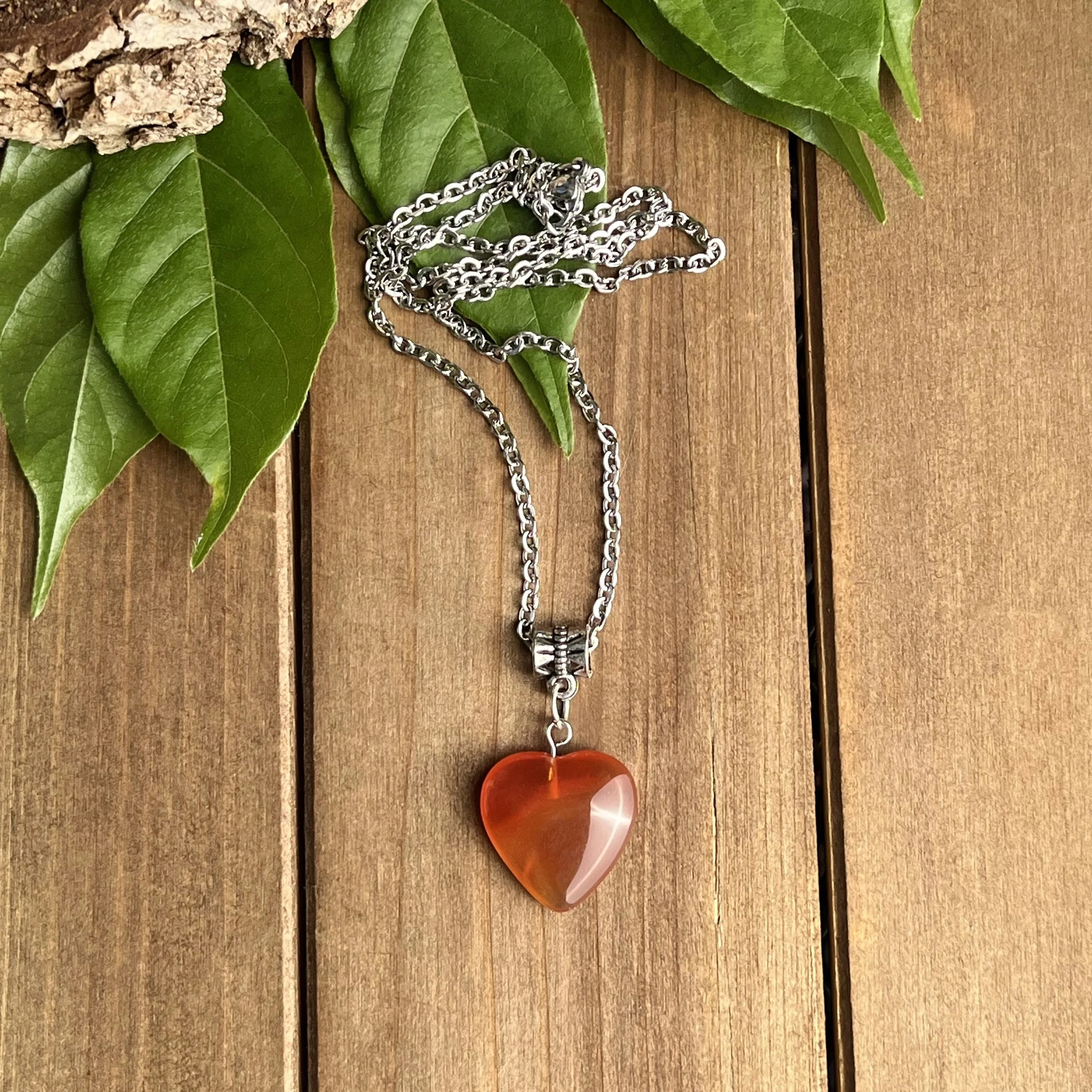 Carnelian Heart Necklace for Creativity