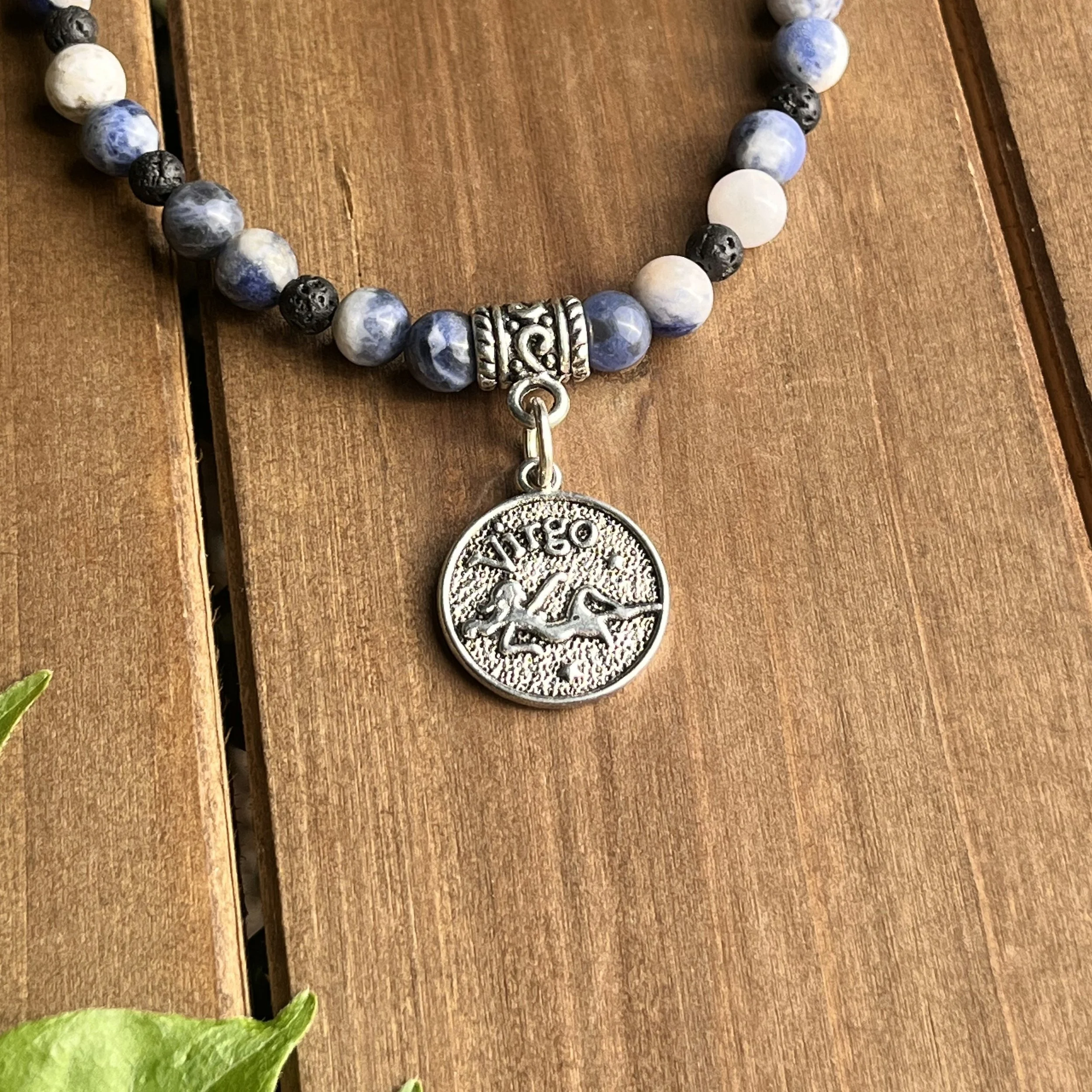 Virgo gemstone bead necklace