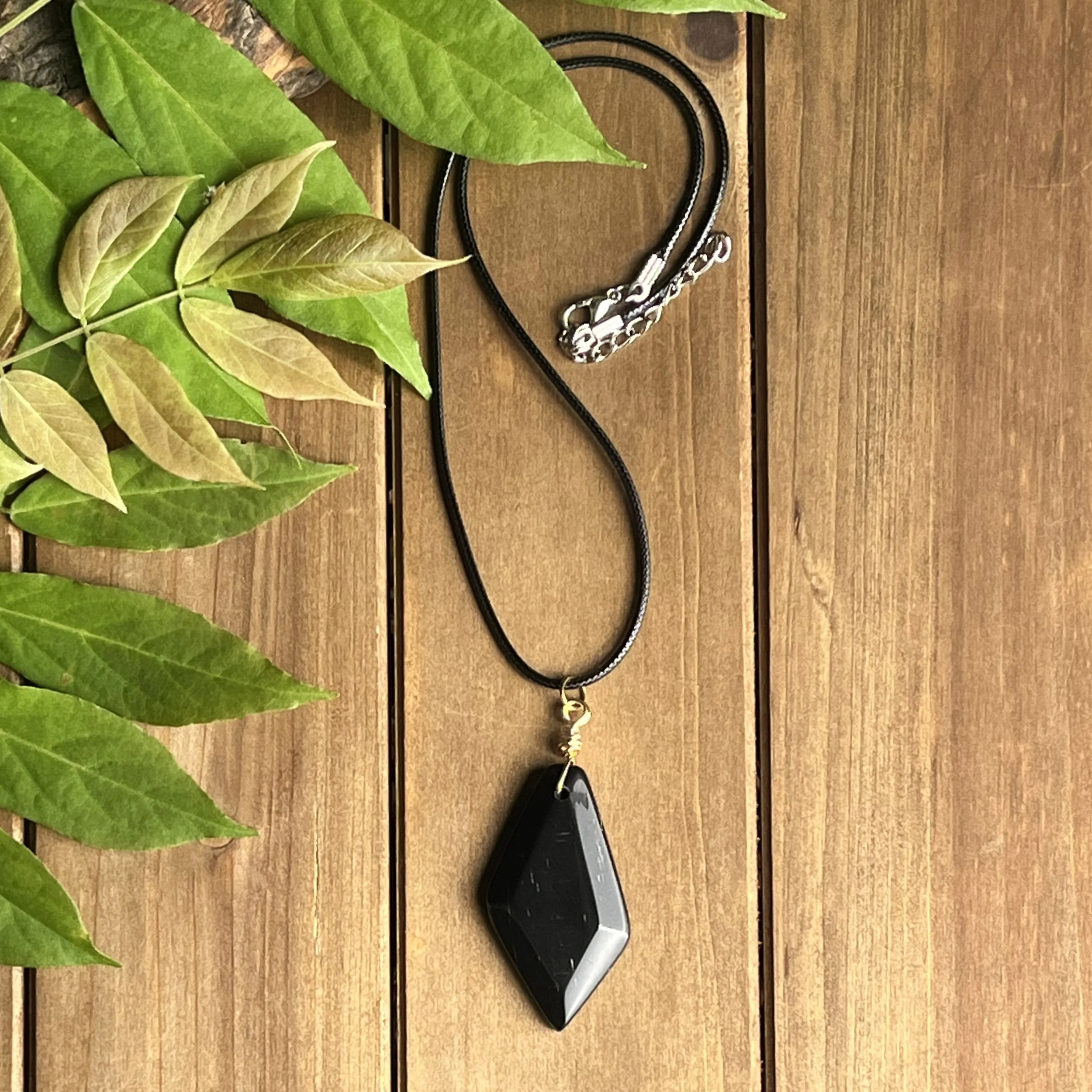 Black Jasper Wire Wrapped Necklace for Awareness and Protection
