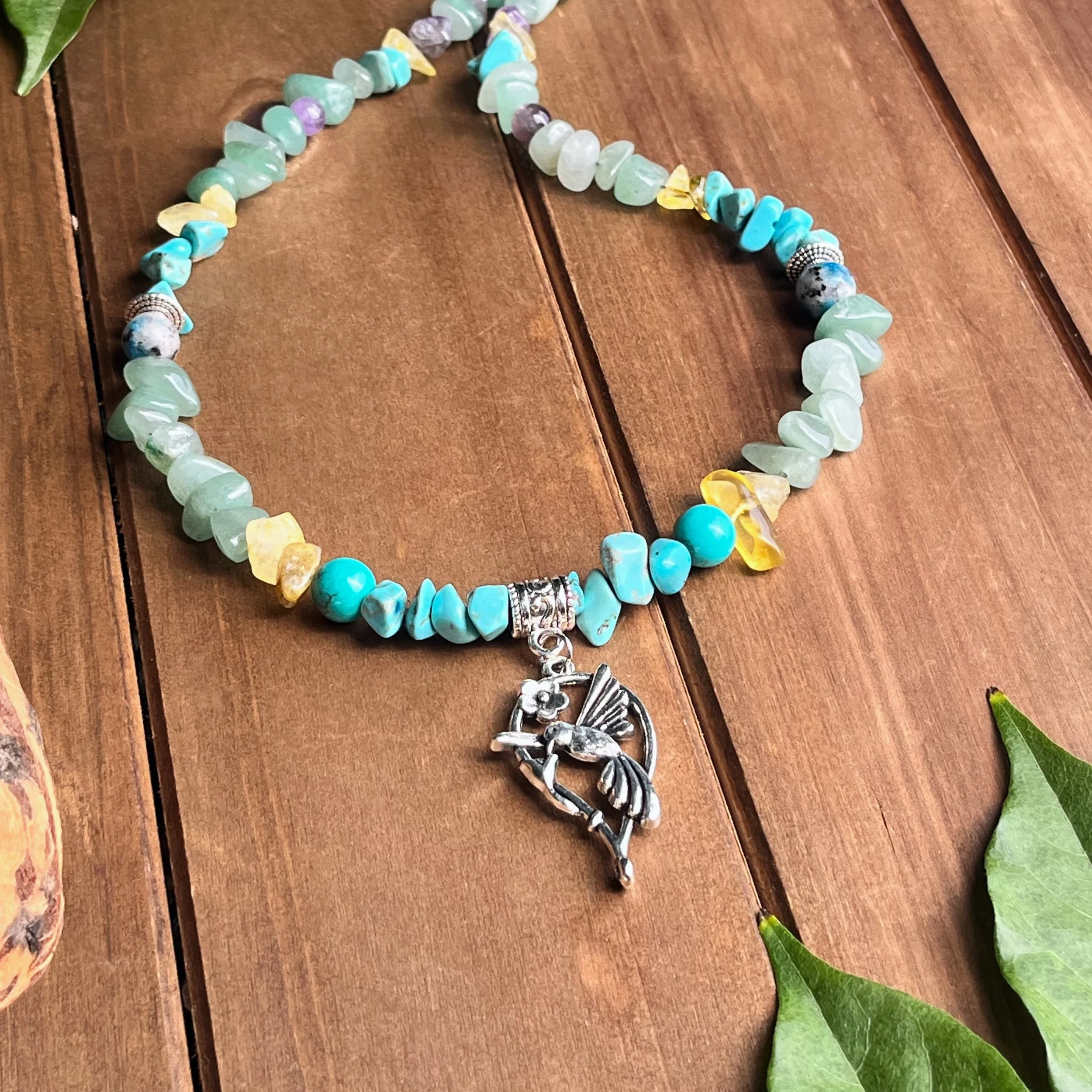 hummingbird gemstone necklace