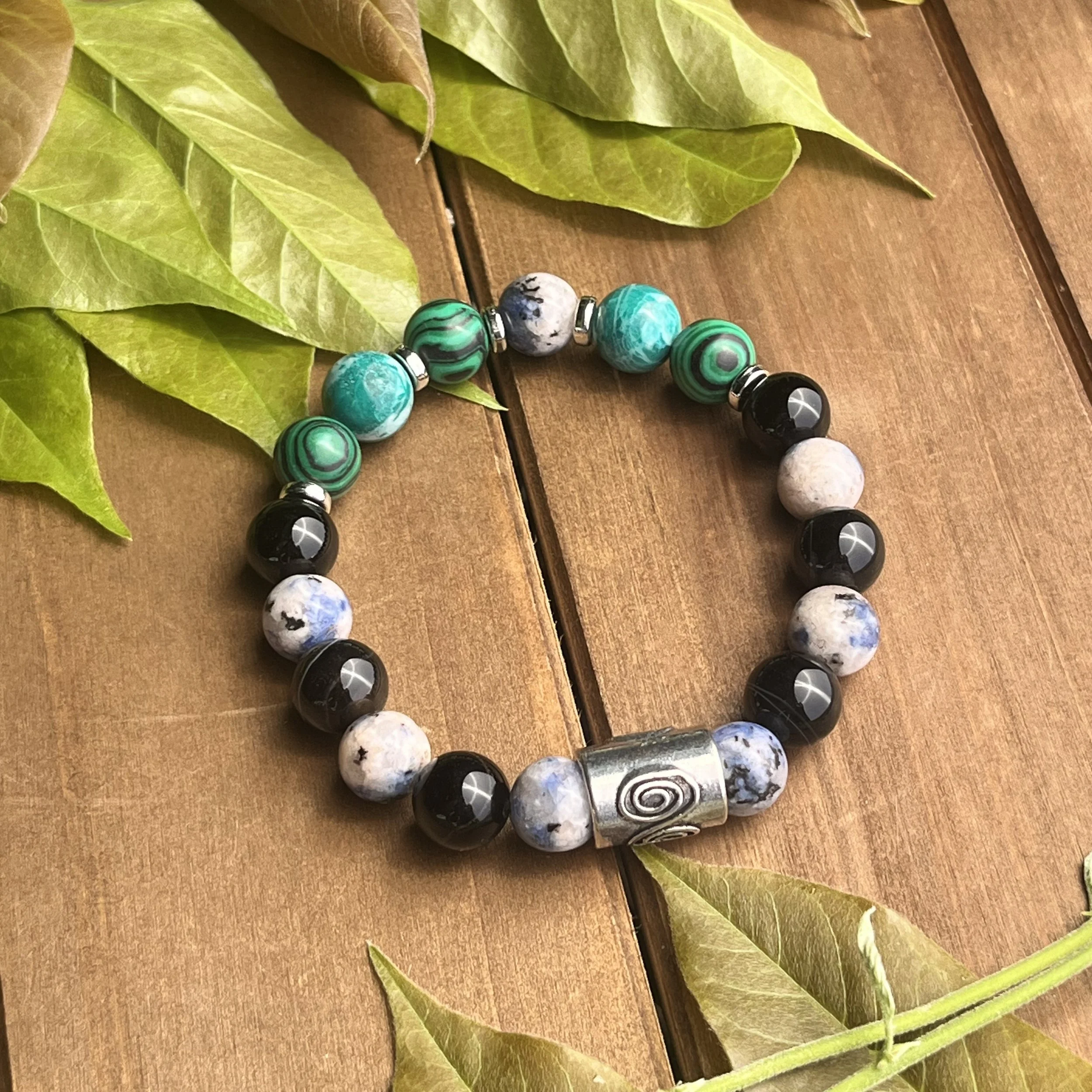 mixed large bead gemstone bracelet
