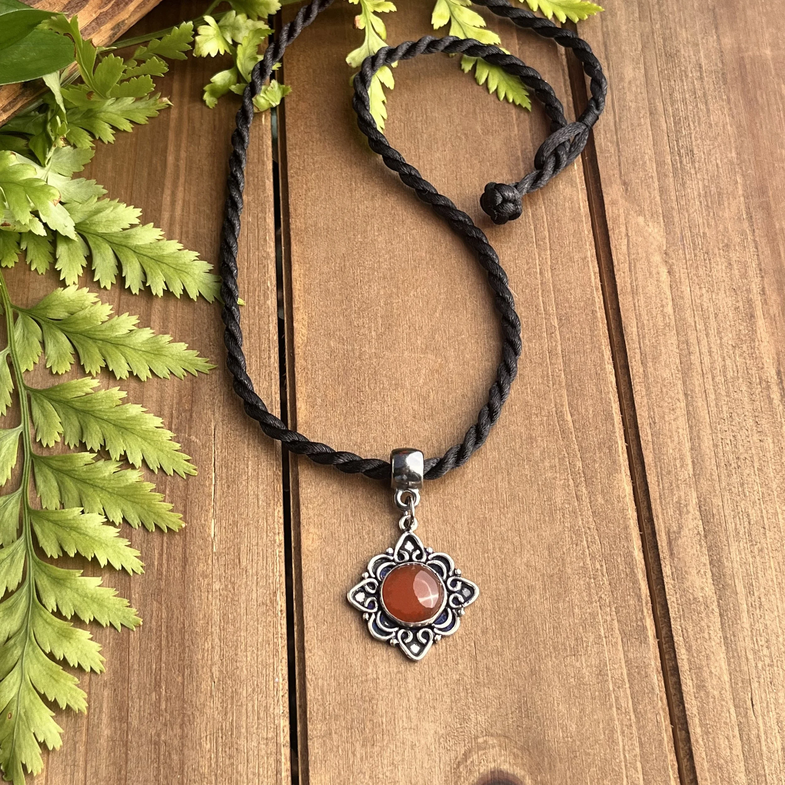 carnelian necklace with flower