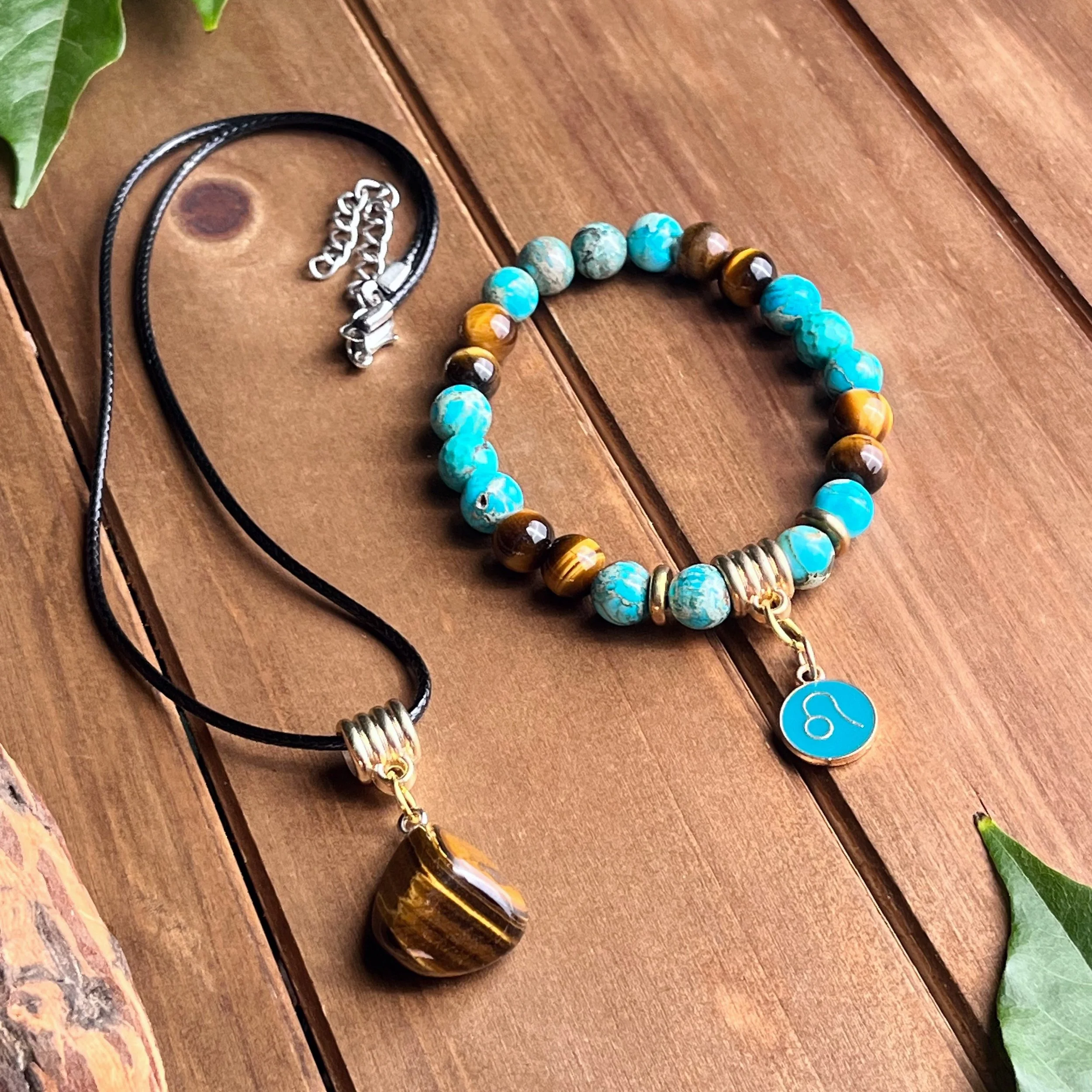 Leo blue and brown gemstone jewelry