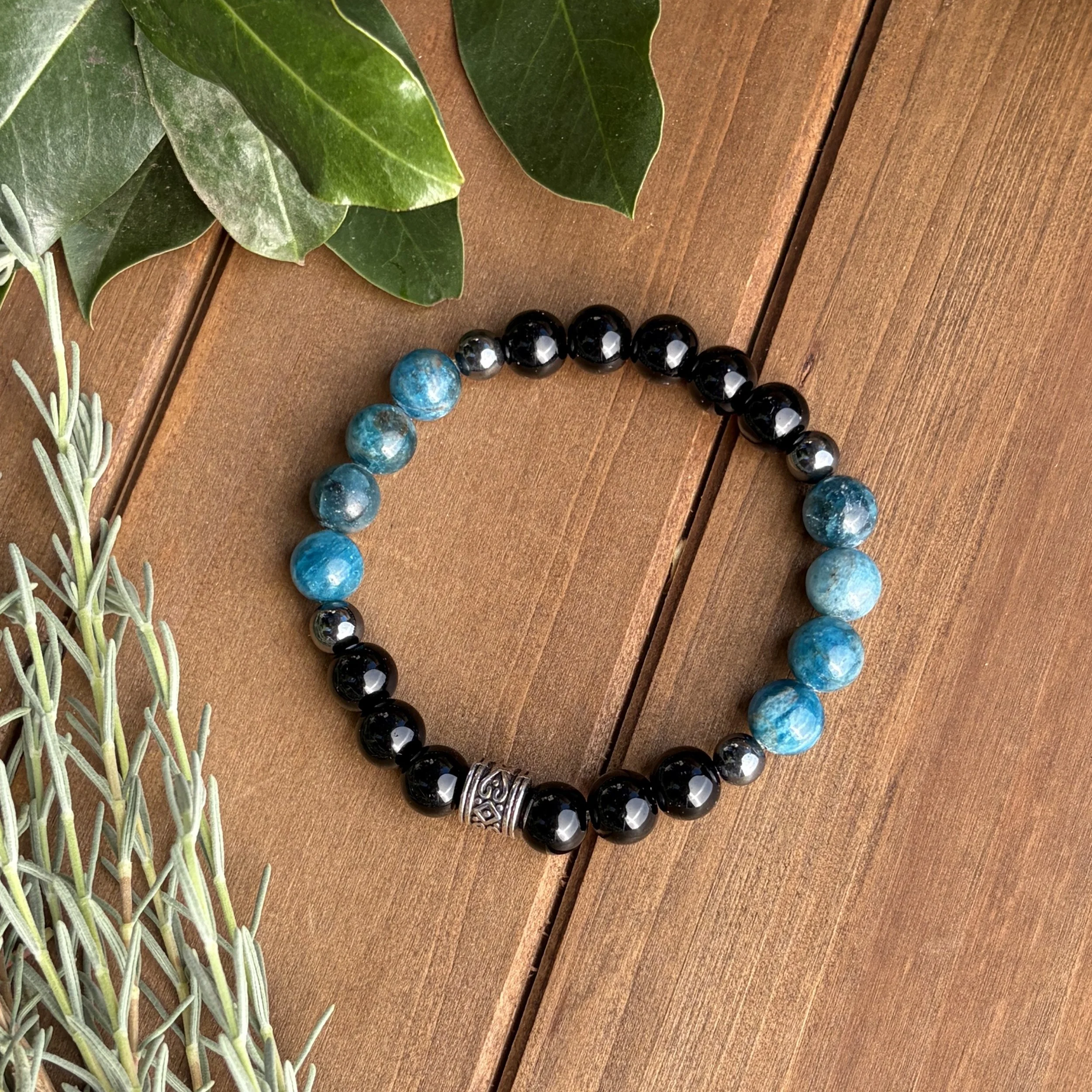 black and blue gemstone bracelet