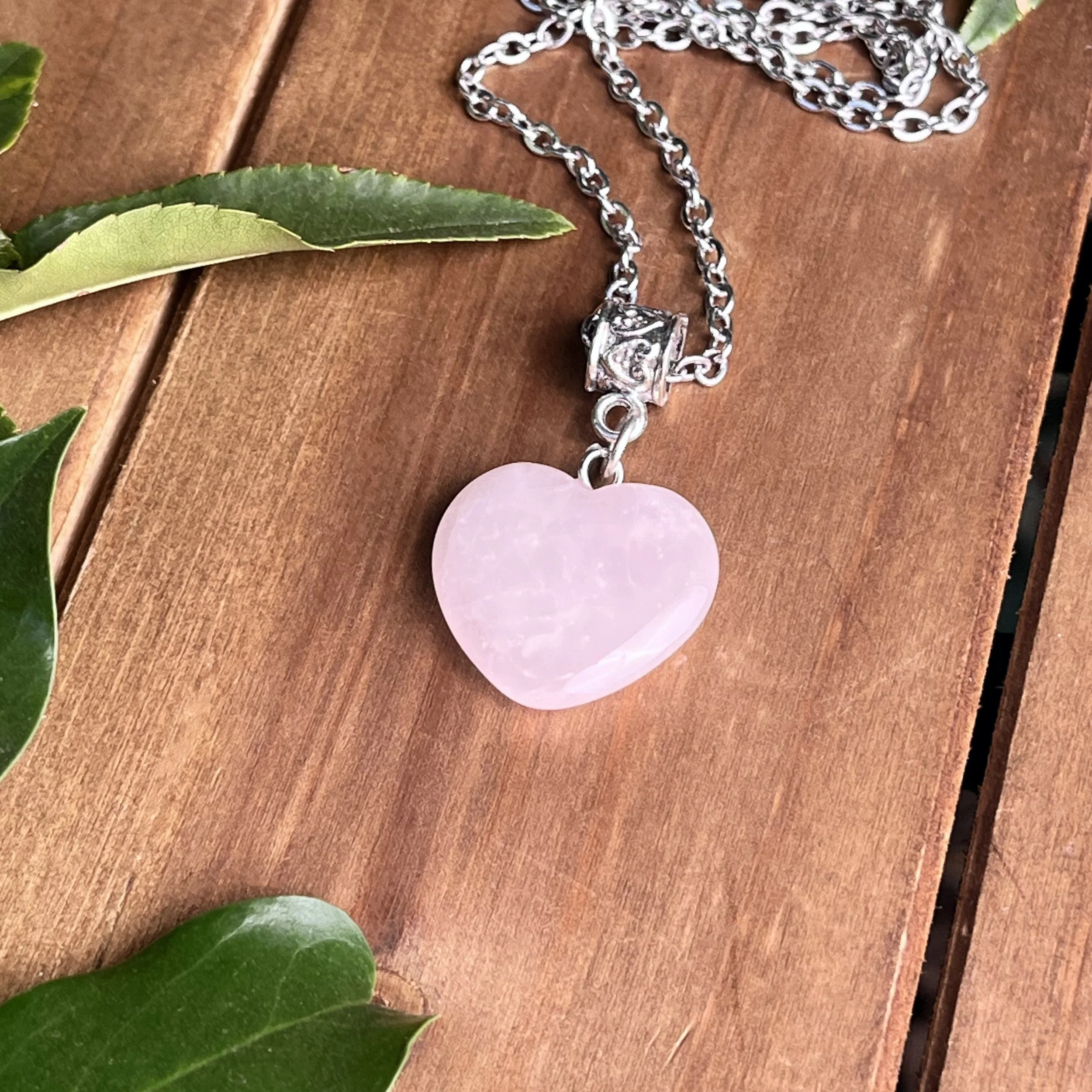 pink gemstone heart necklace