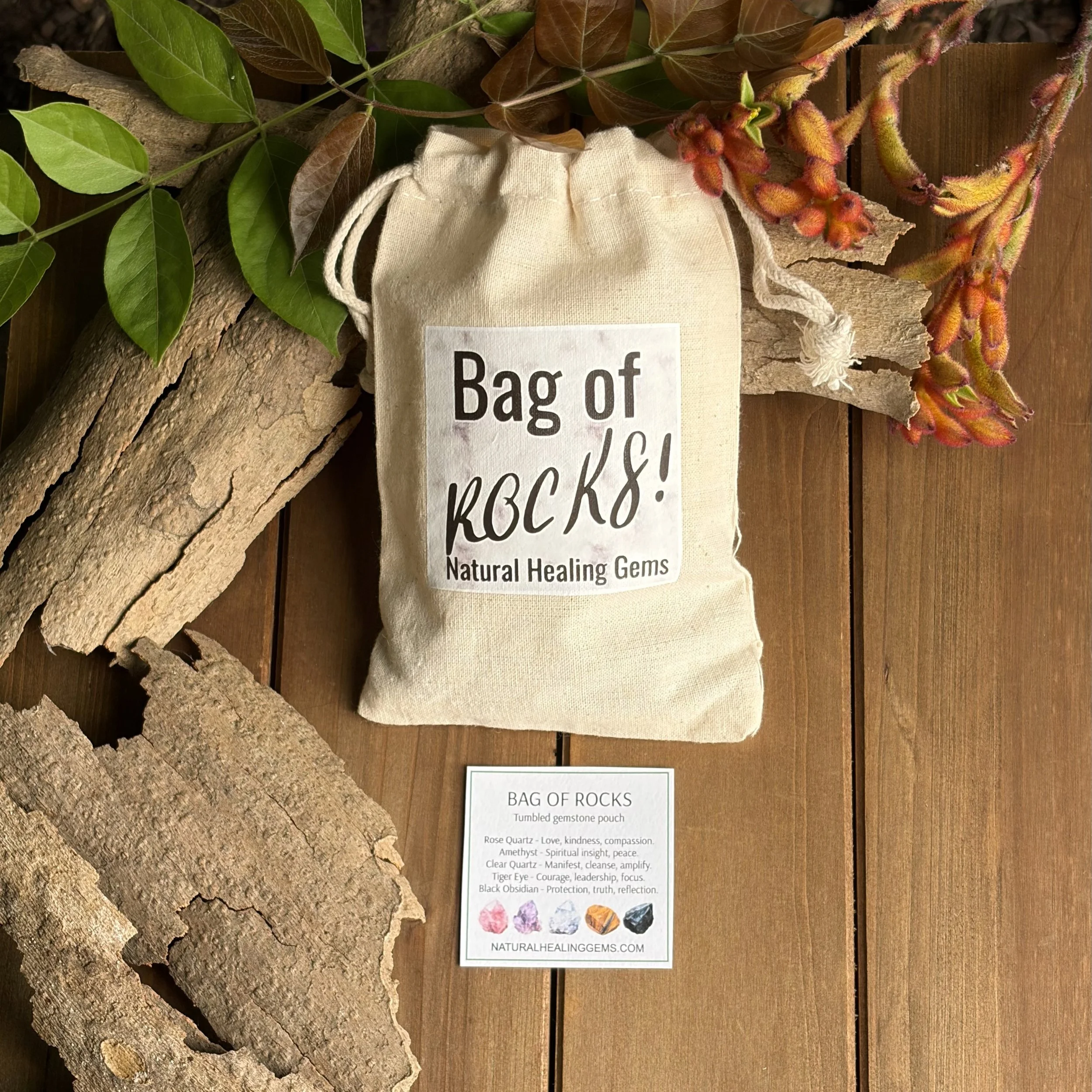 gemstone bag of rocks gift