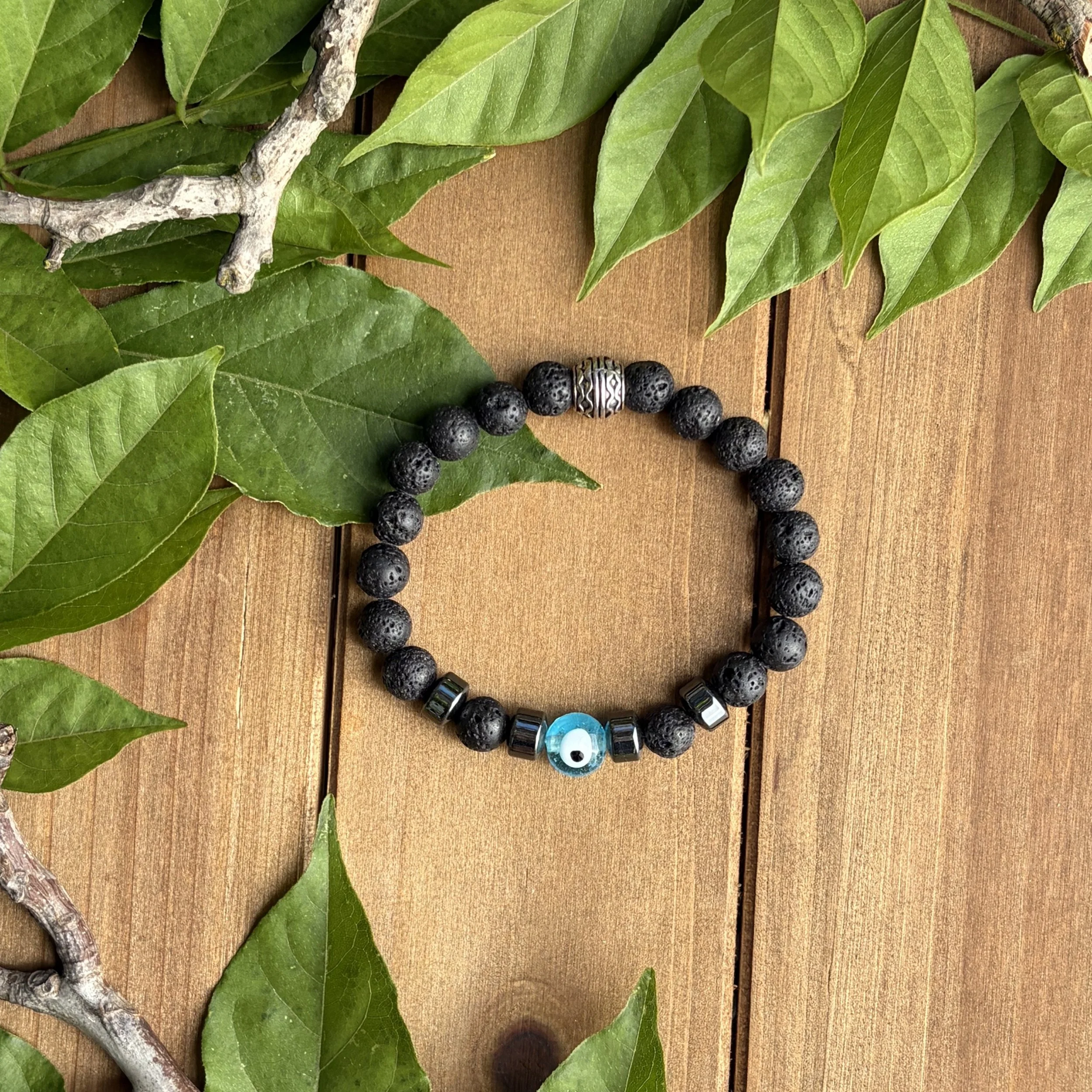Lava Stone with Hematite protection bracelet