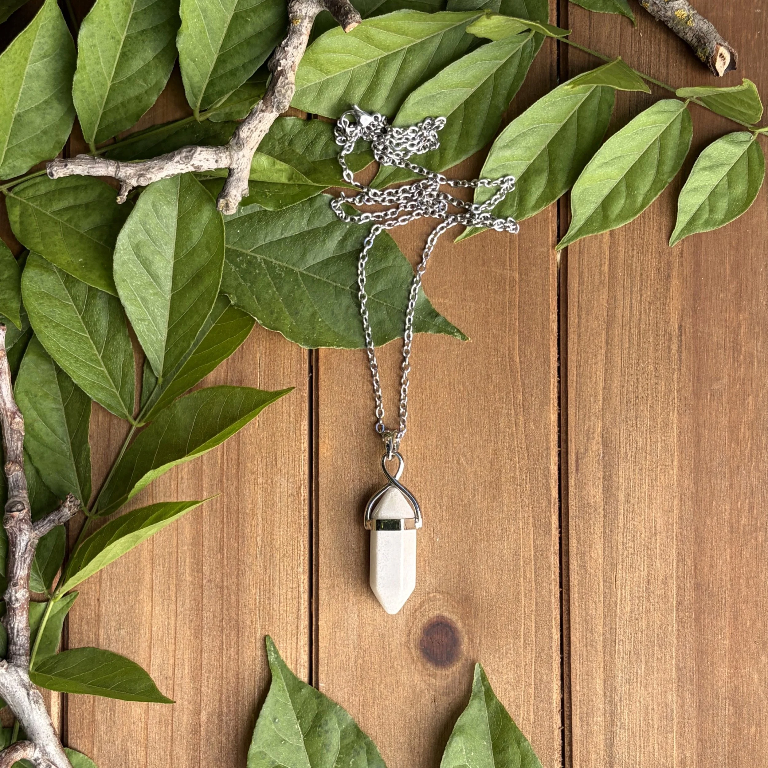 Angel Aura Snow Quartz Pointed Necklace for Divine Connection