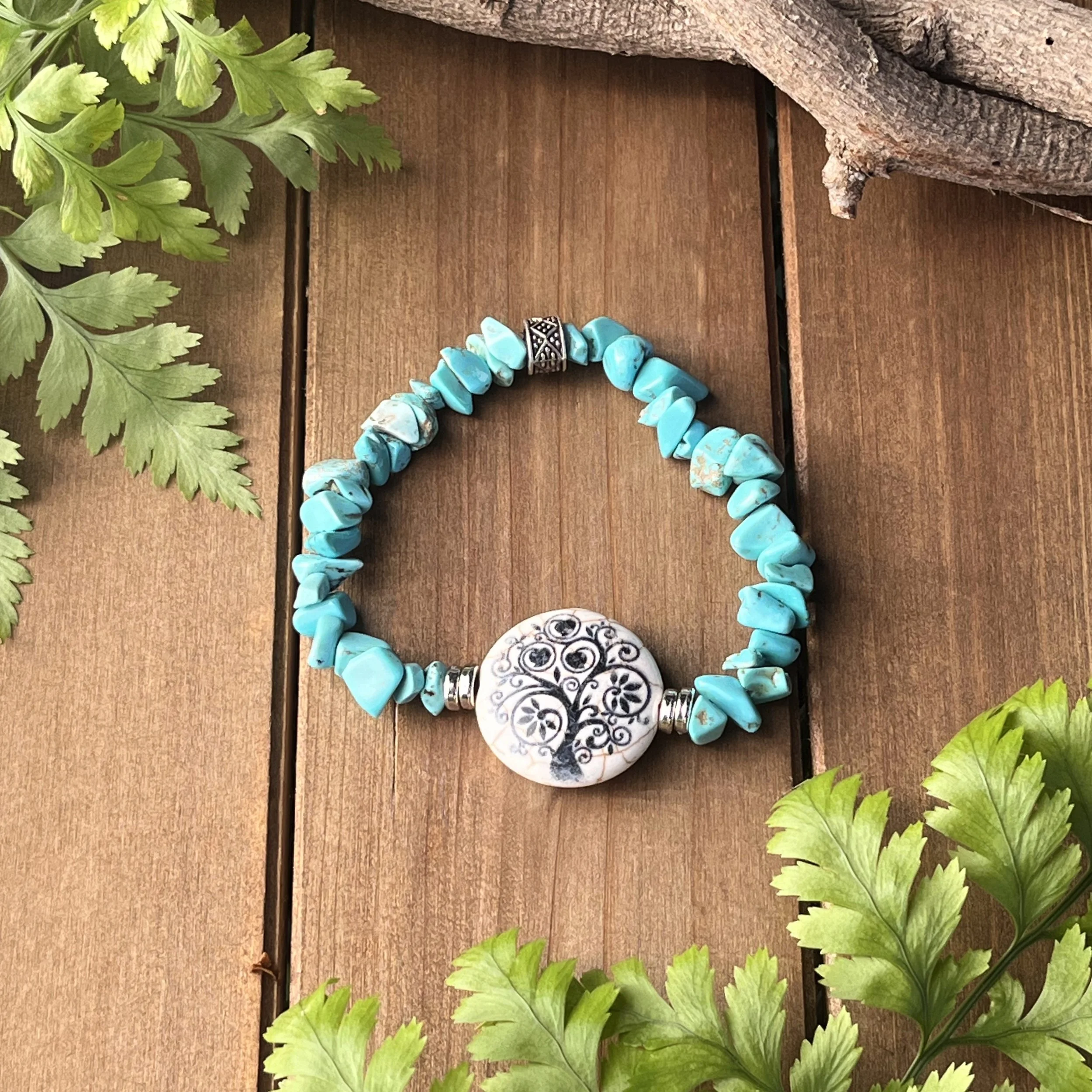 Turquoise Howlite tree bracelet