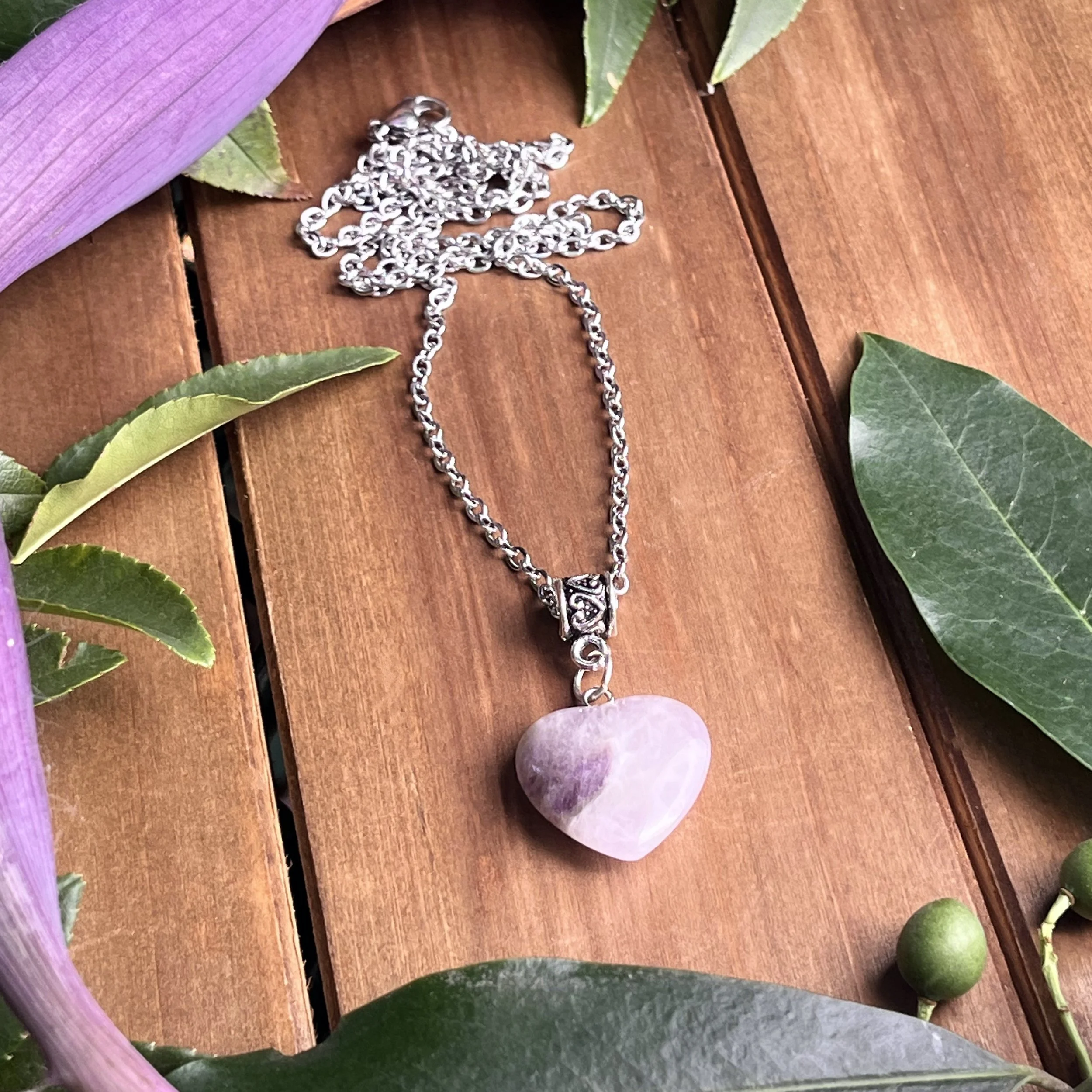 purple crystal heart necklace