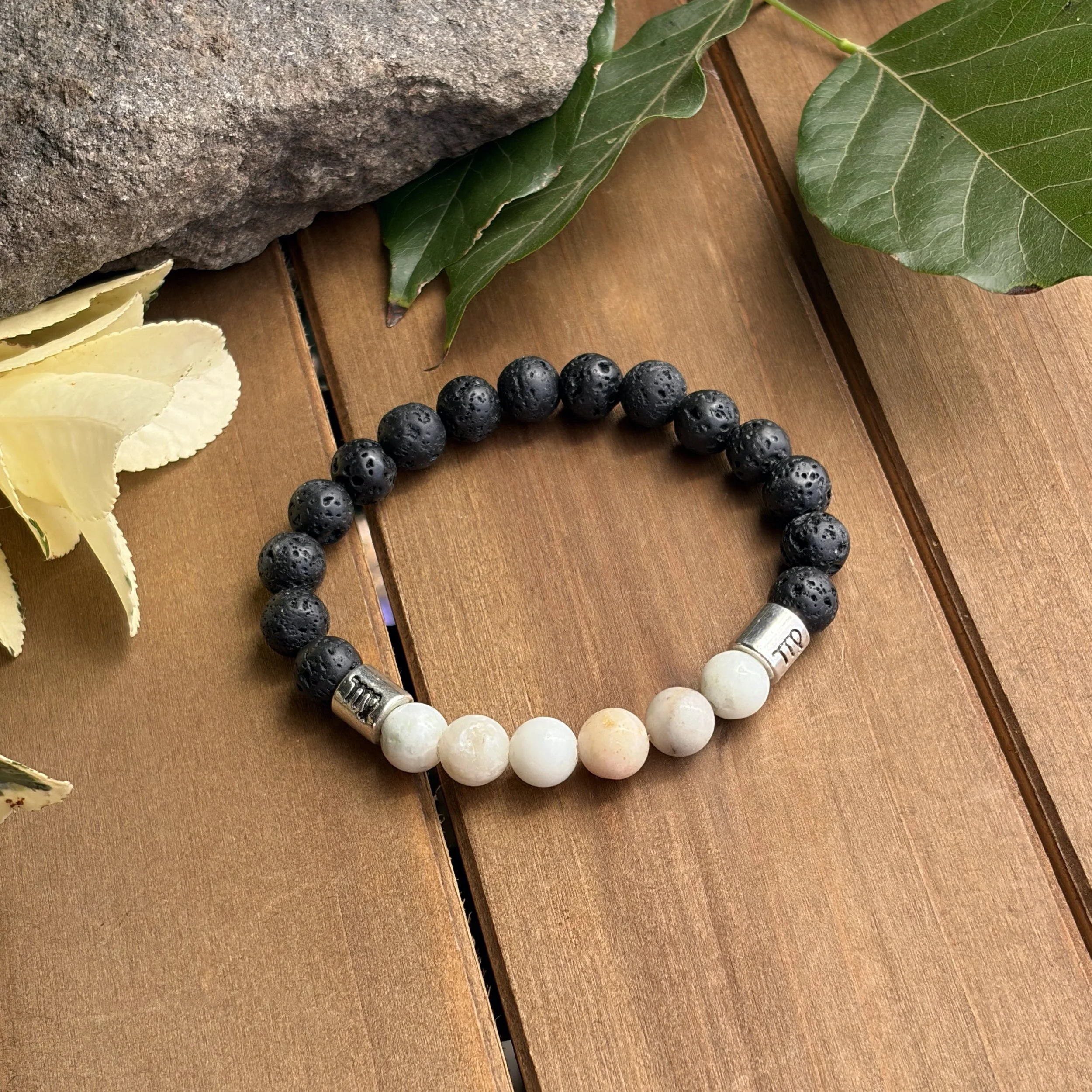 Virgo Amazonite with Lava Stone bracelet