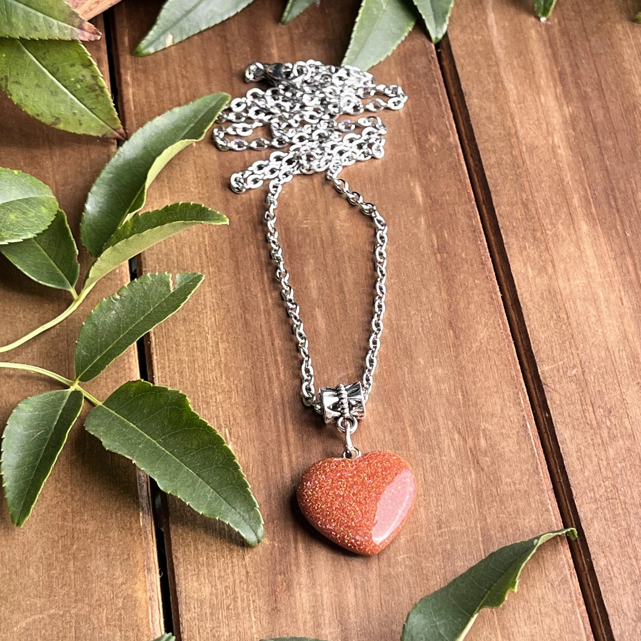 sparkly gemstone heart necklace