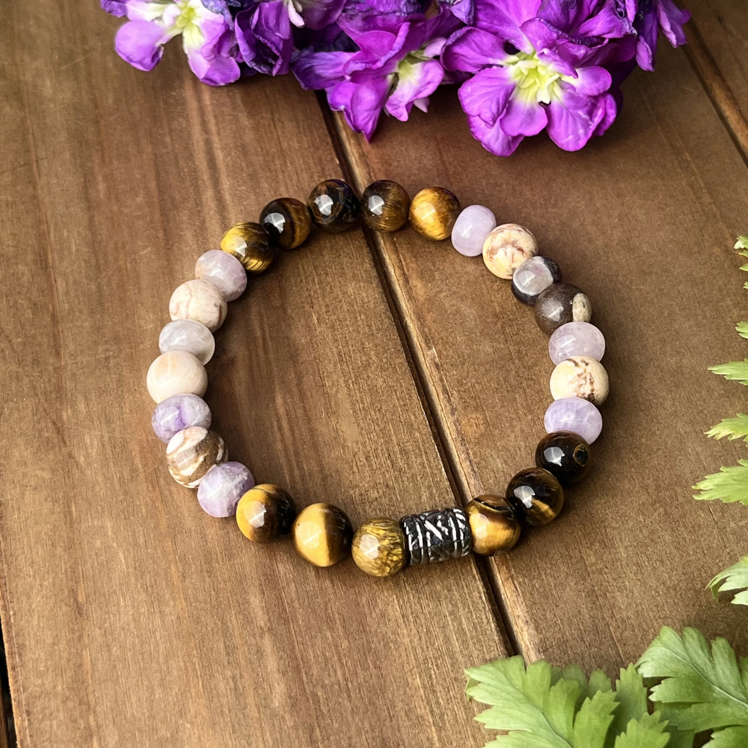 Jasper with Amethyst and Tiger Eye bracelet