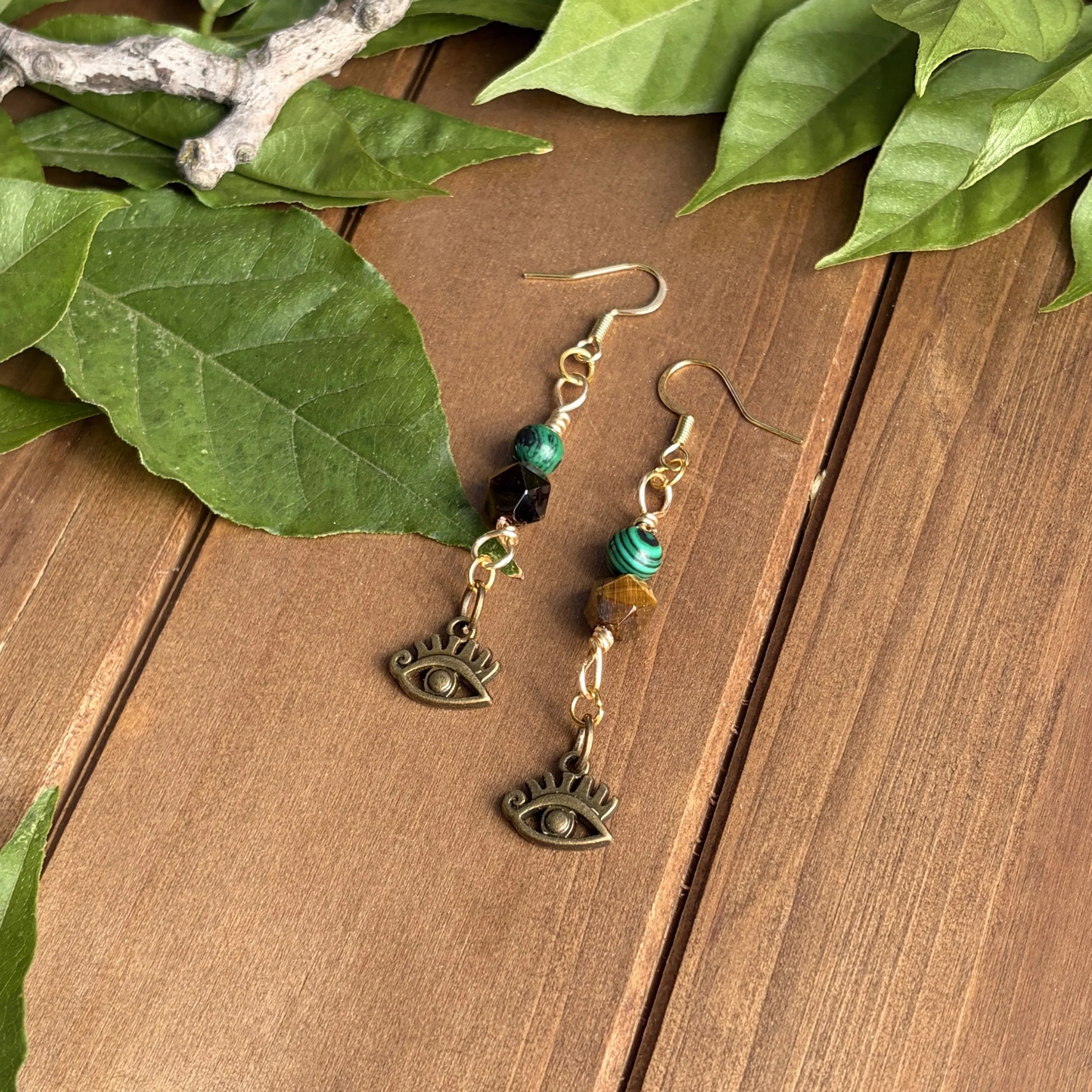 gemstone eye of protection earrings
