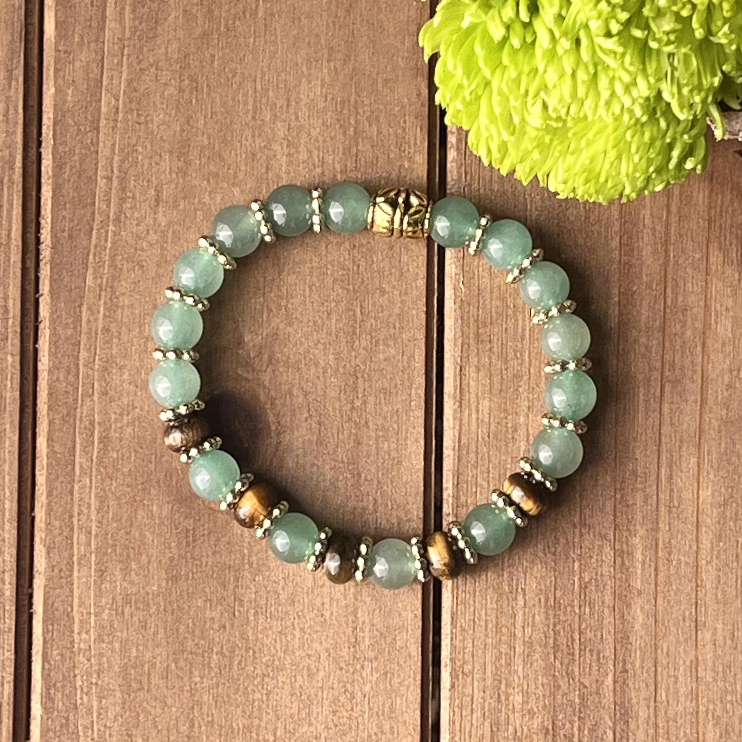 green aventurine tiger eye lucky bracelet