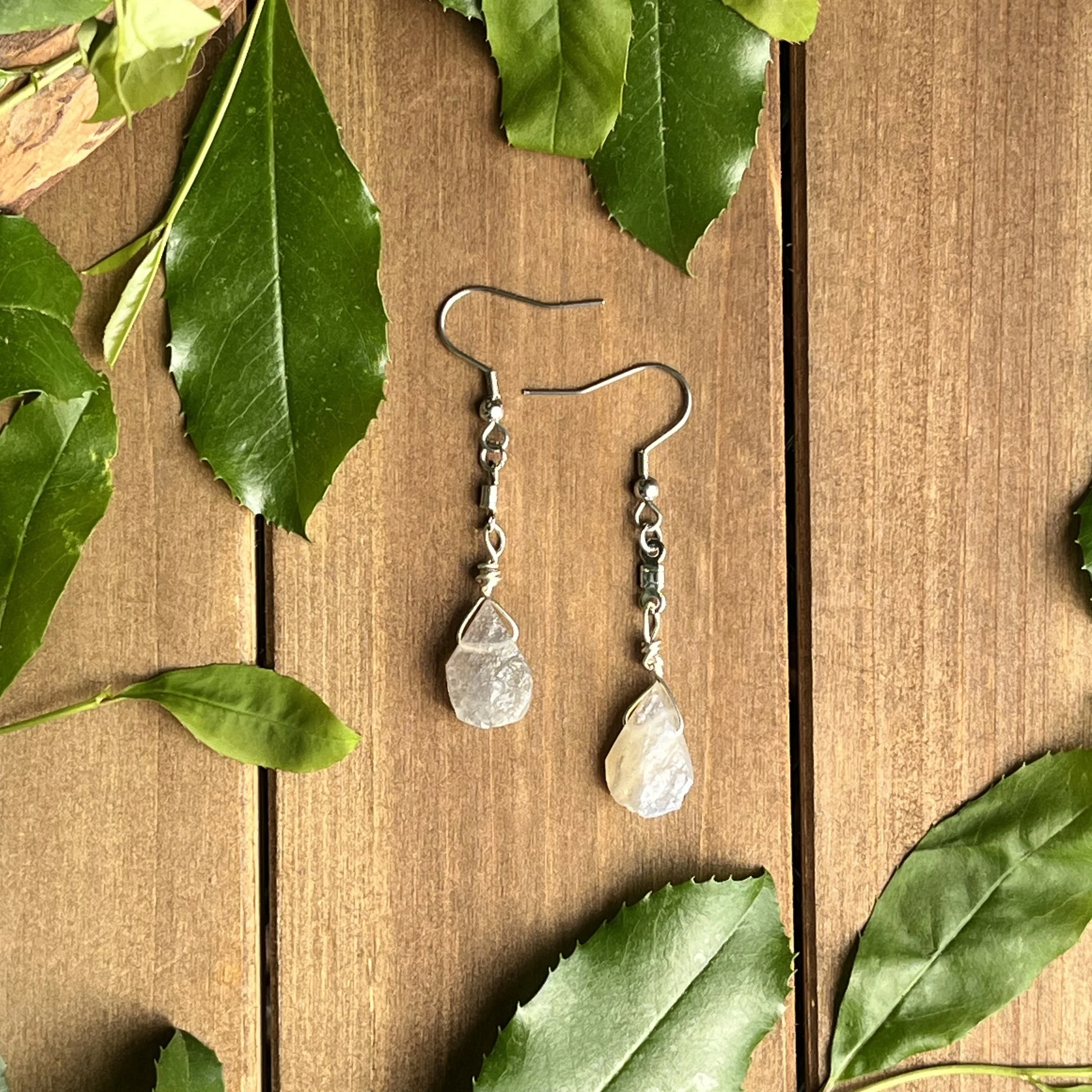 White Labradorite dangle earrings