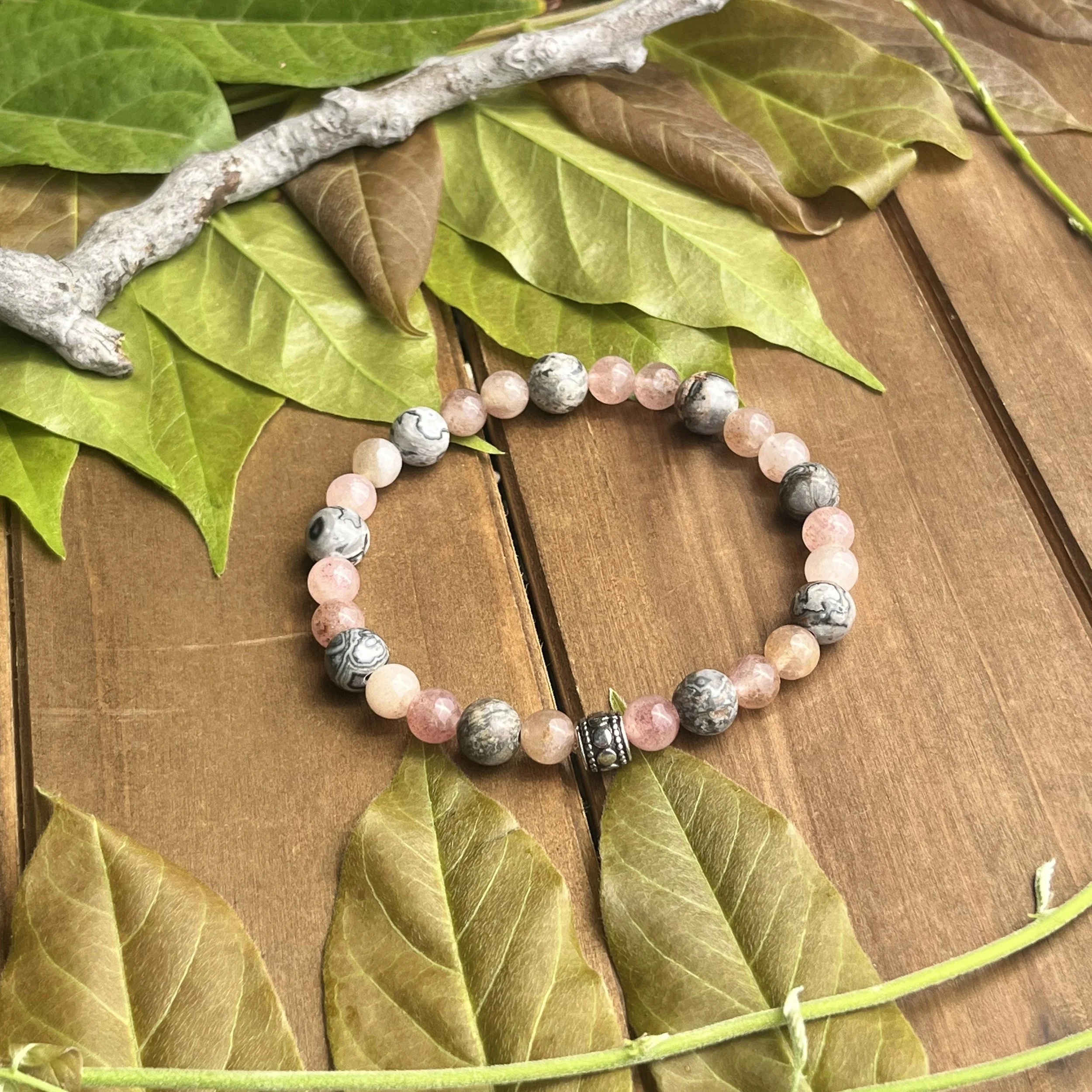 Jasper with Strawberry Quartz bracelet