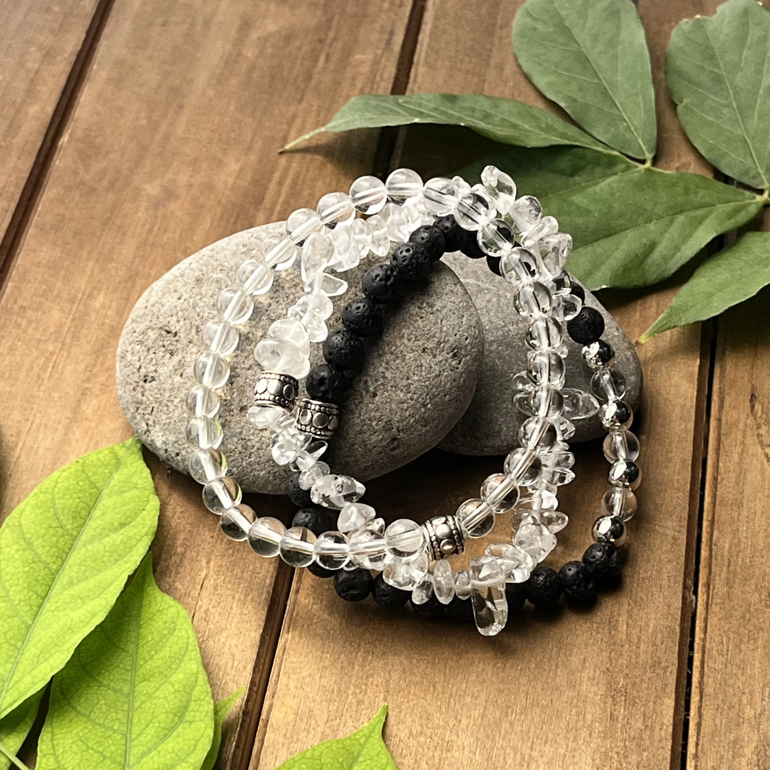 stack bracelets with crystal quartz