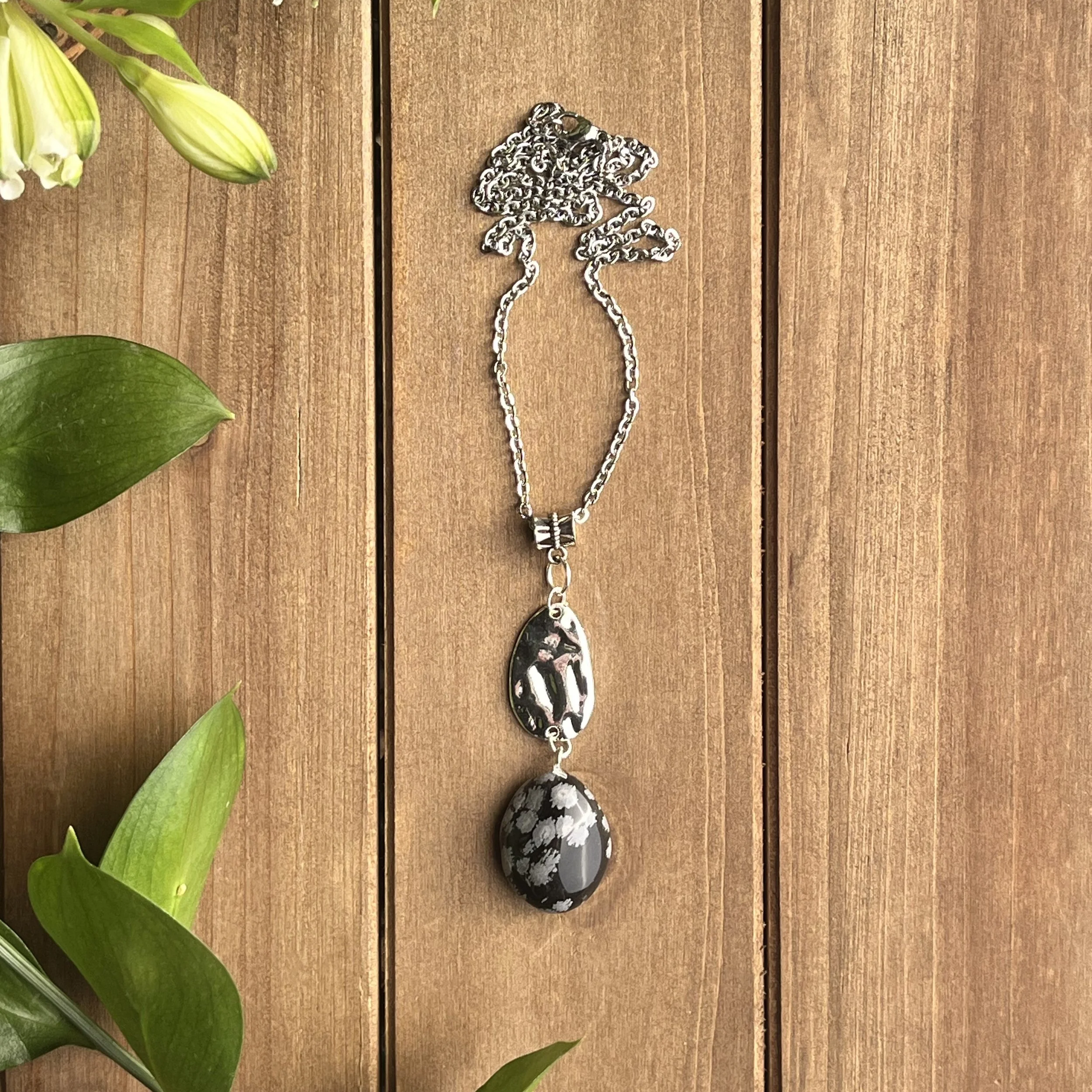 snowflake obsidian necklace