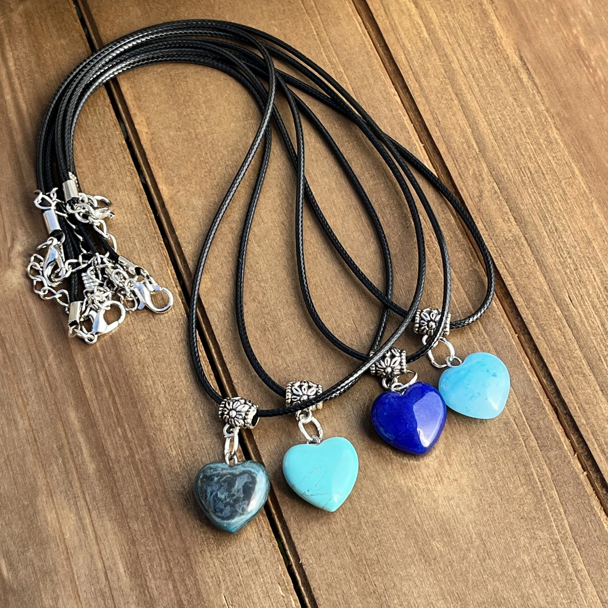 blue gemstone heart necklaces
