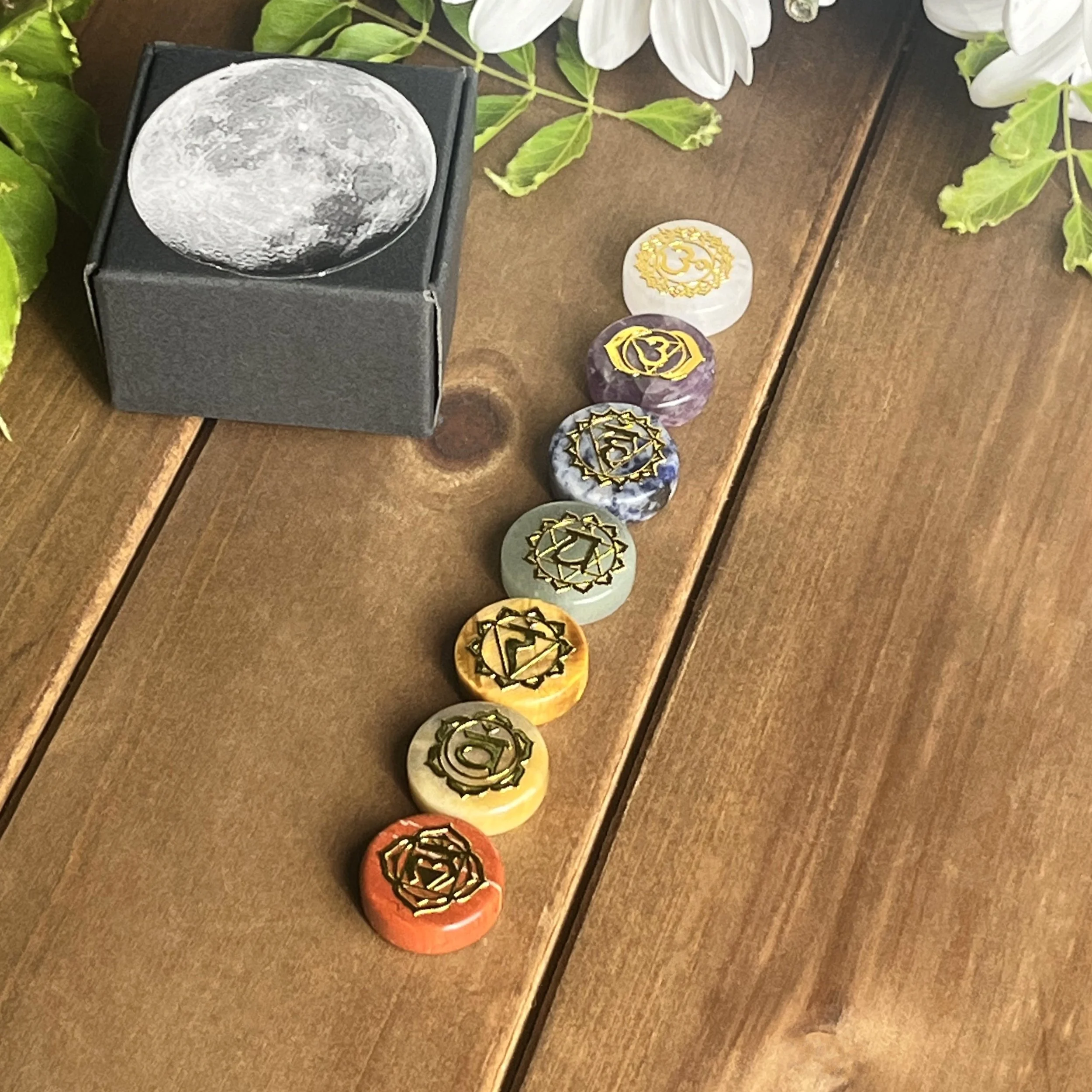 mini gemstone chakra coins