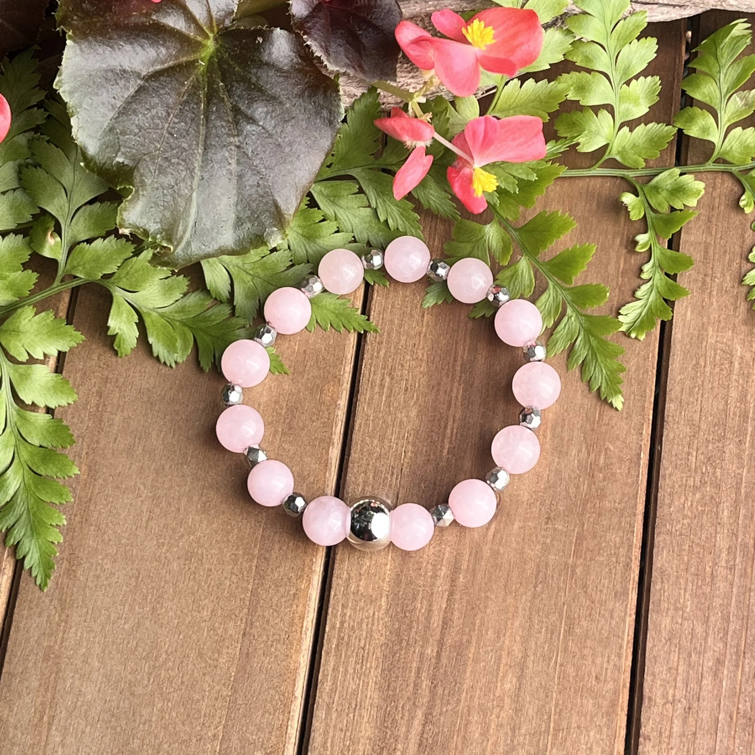 Rose Quartz Large Bead Bracelet for Cheerfulness