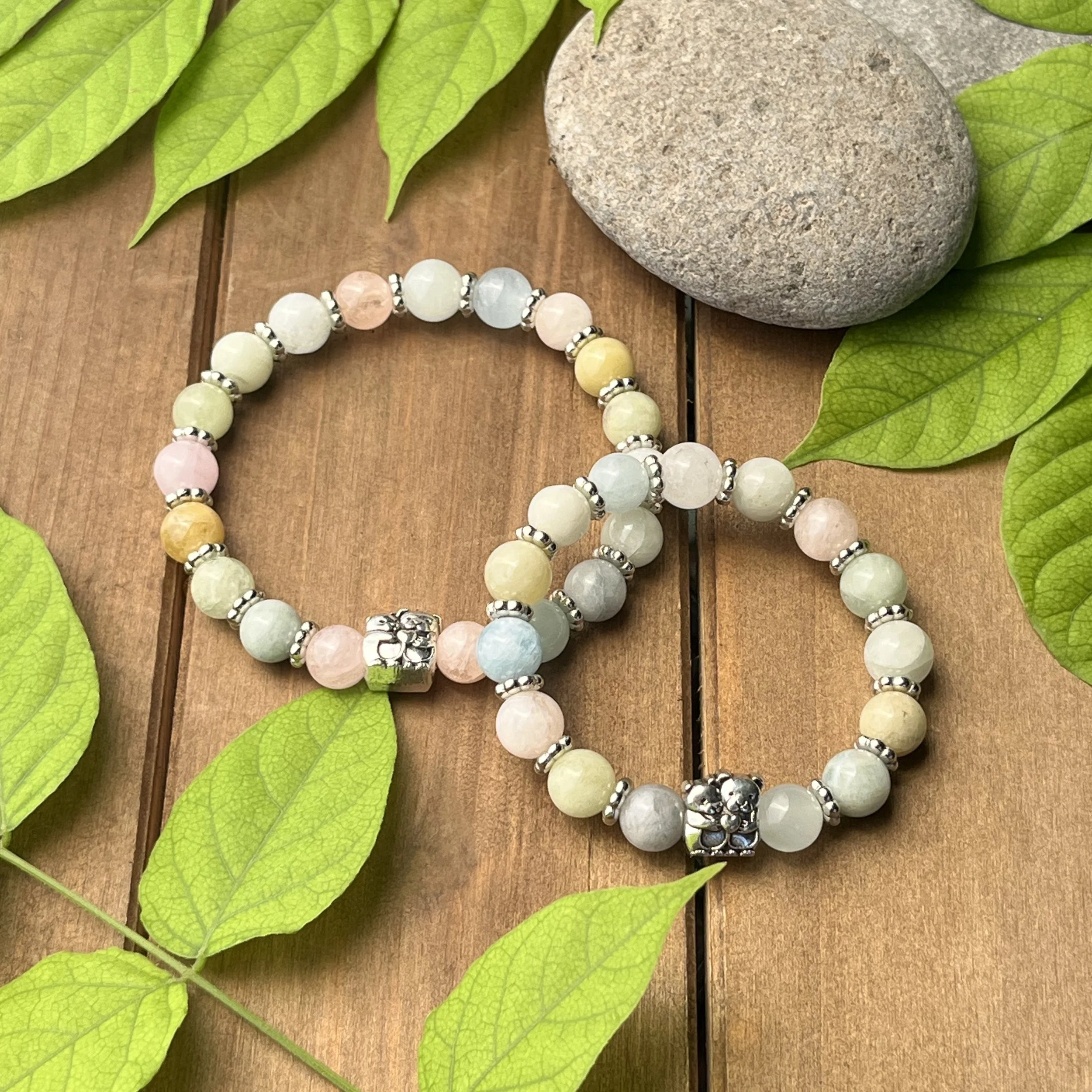 Morganite bracelets matching set