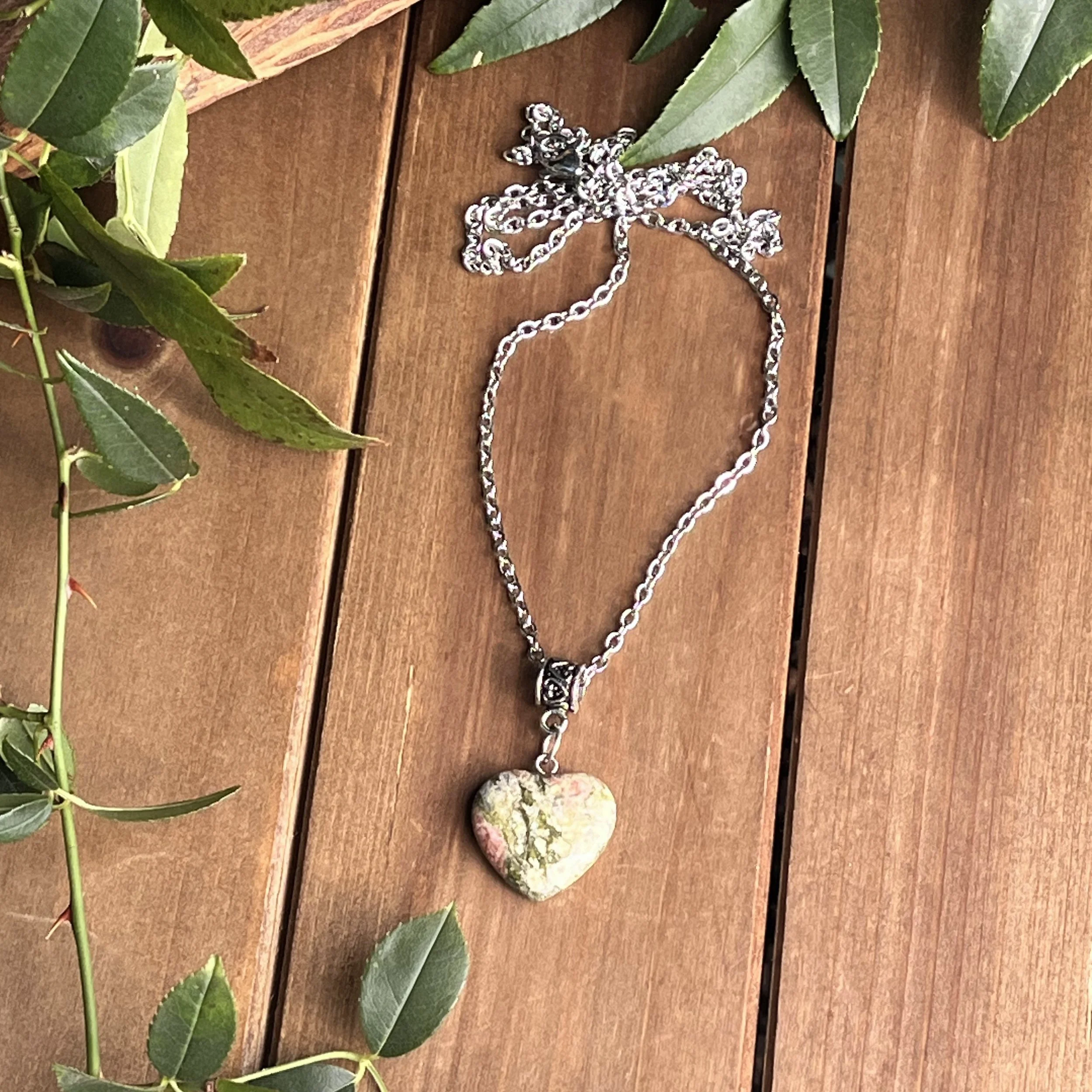 green and pink gemstone necklace