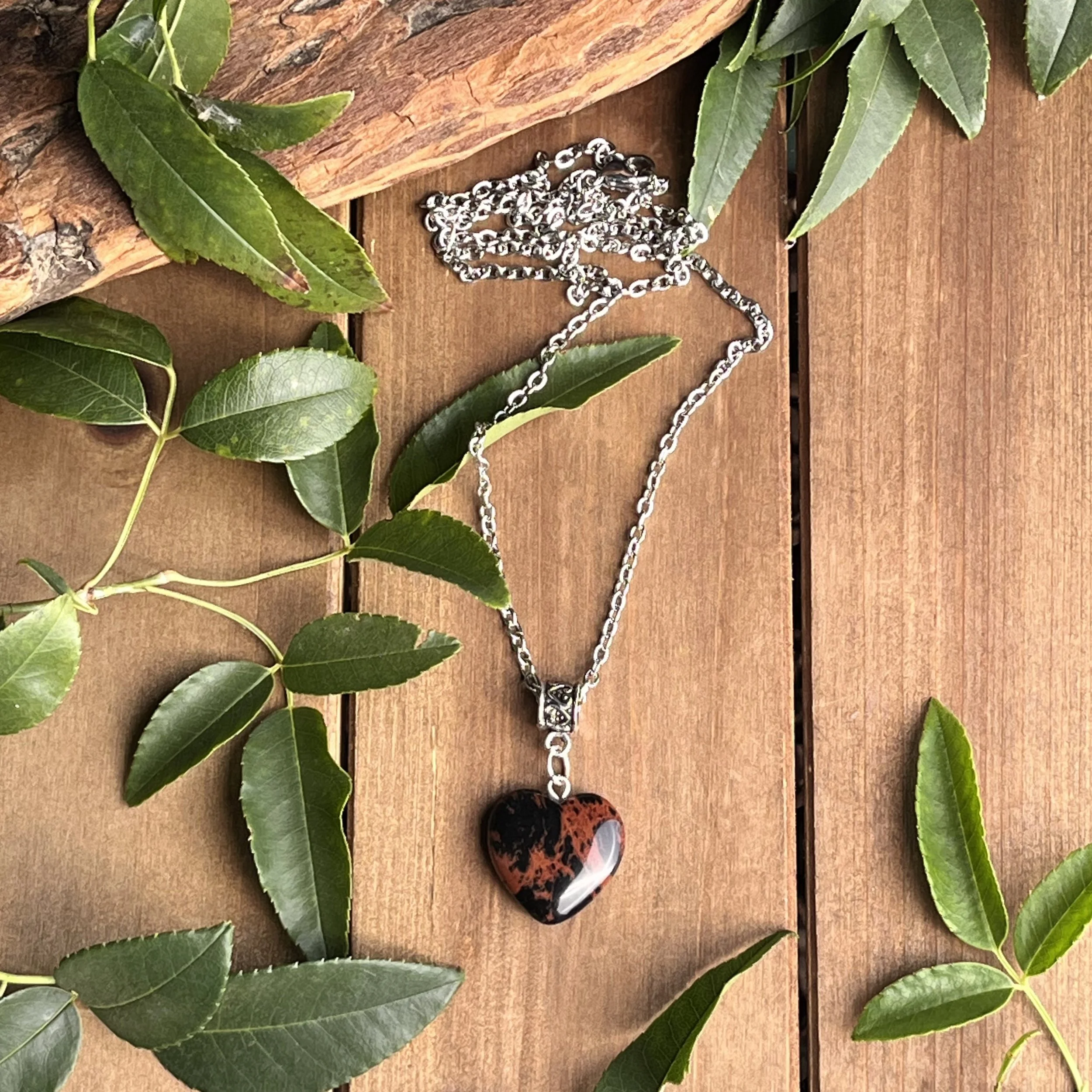 Mahogany Obsidian heart necklace
