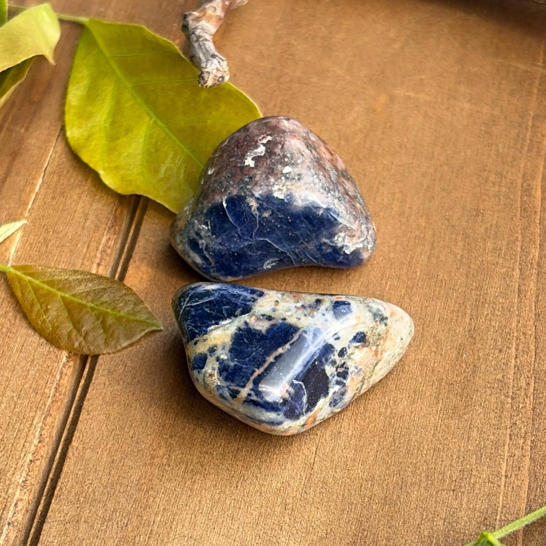 blue tumbled sodalite gemstones