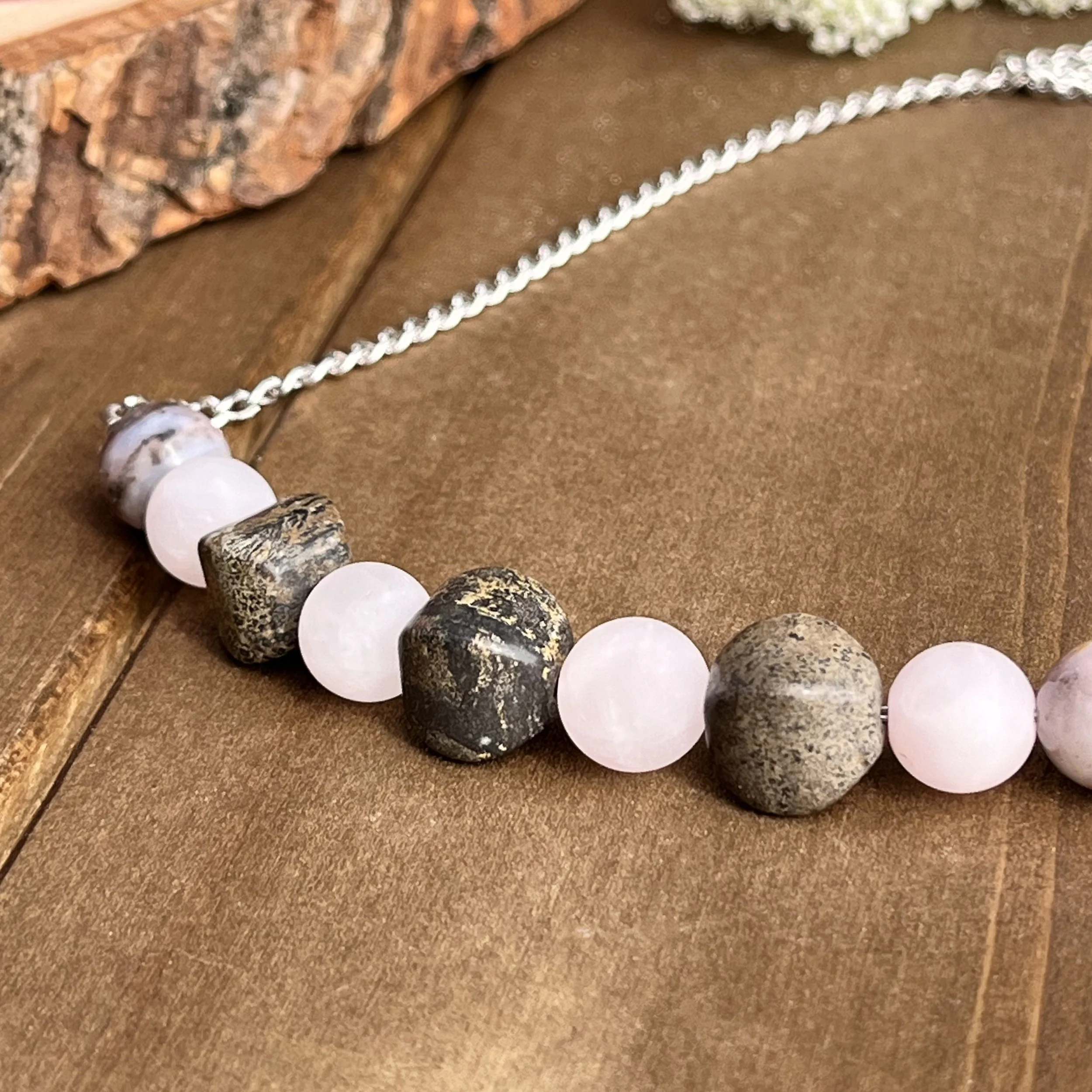 Rose Quartz with Jasper and Pink Opal necklace
