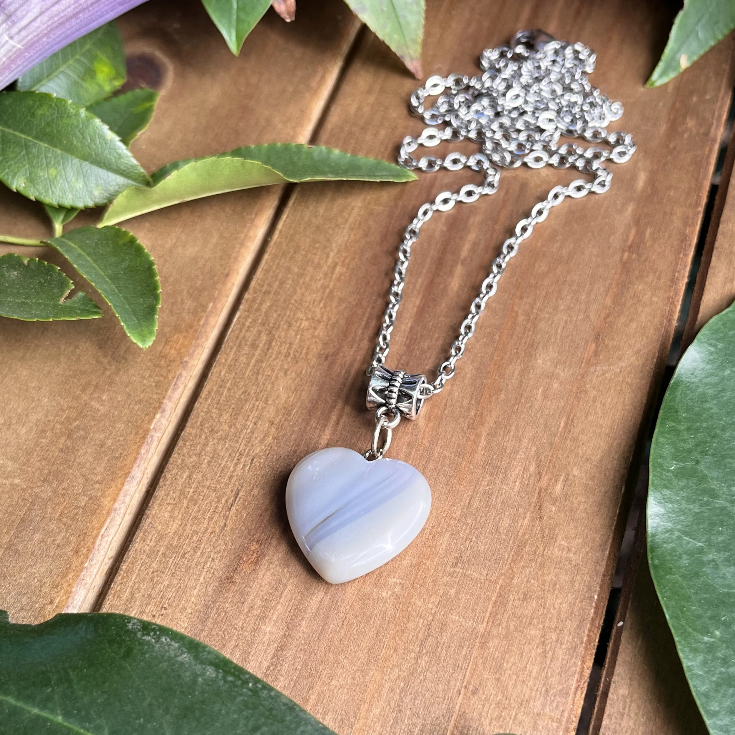 gray gemstone heart necklace