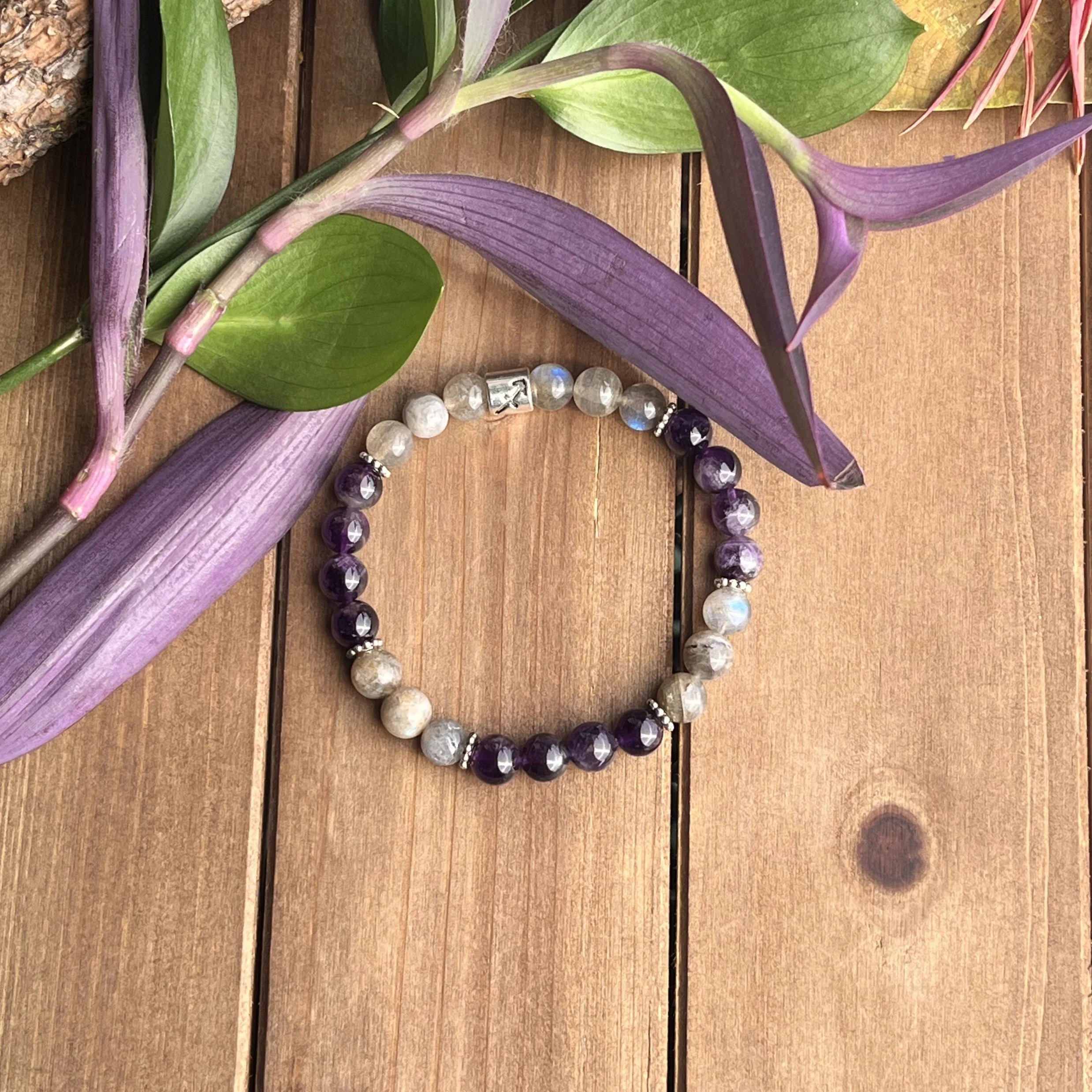 Sagittarius amethyst labradorite bracelet