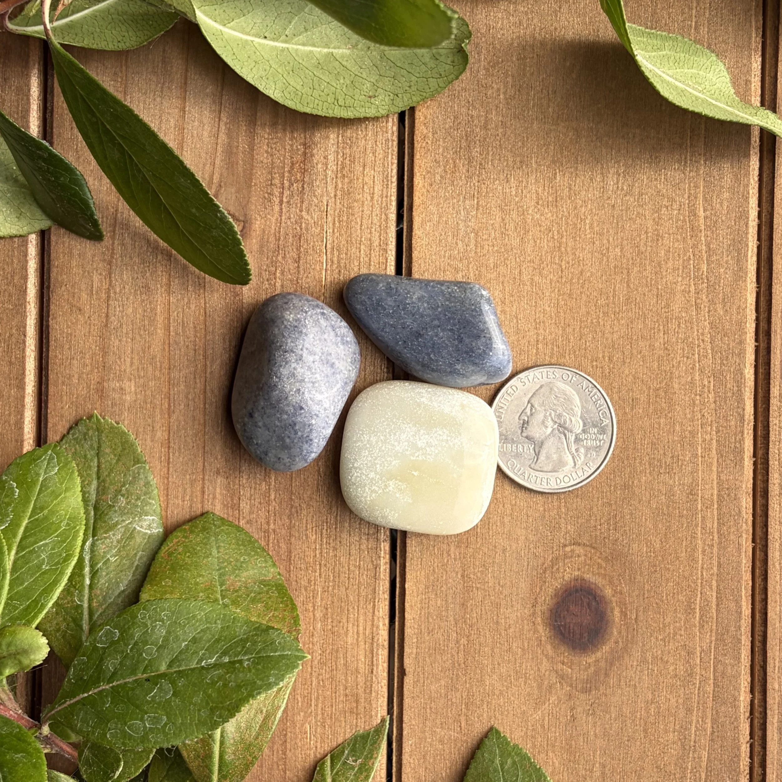 blue tumbled gemstones