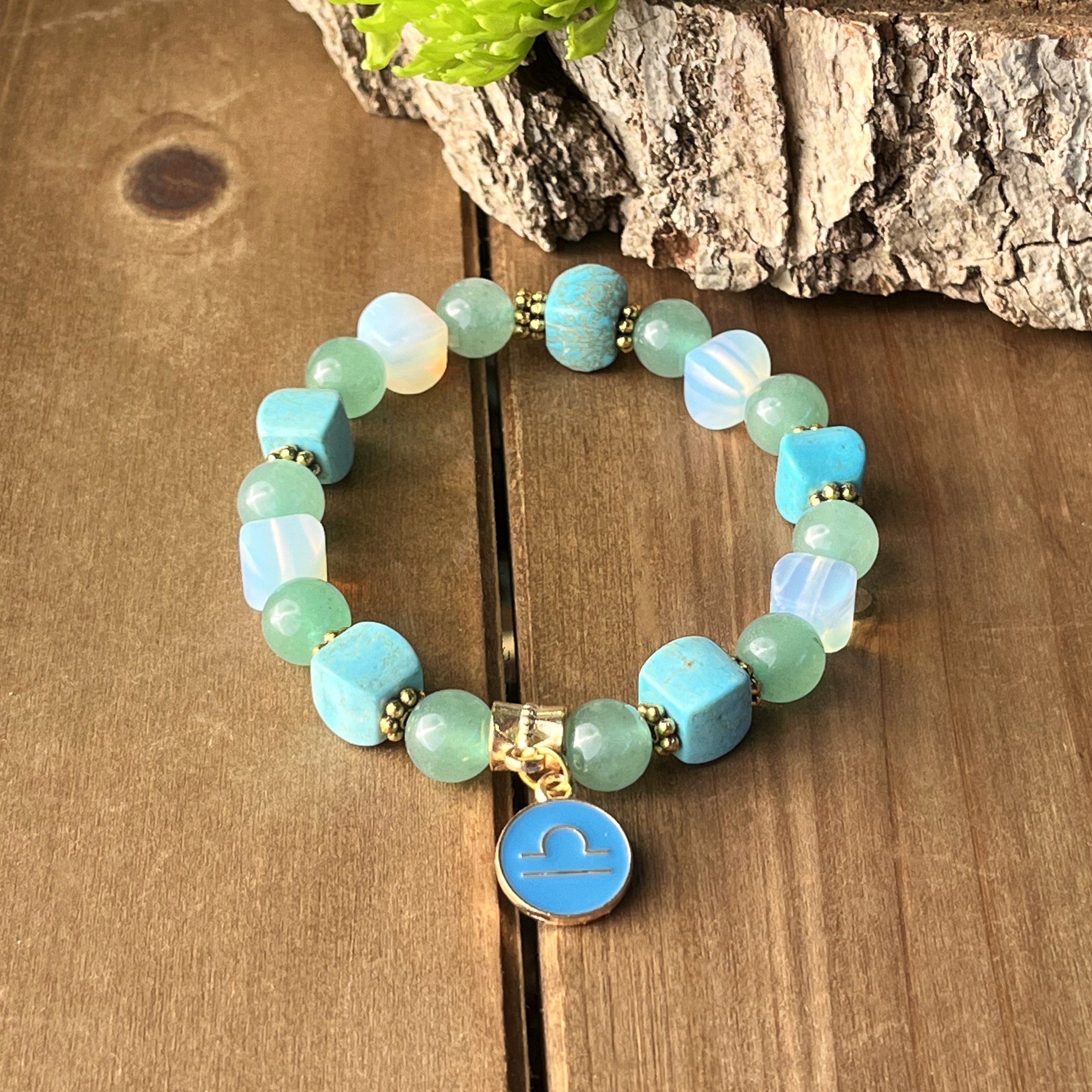 Libra gemstone bracelet blue and green