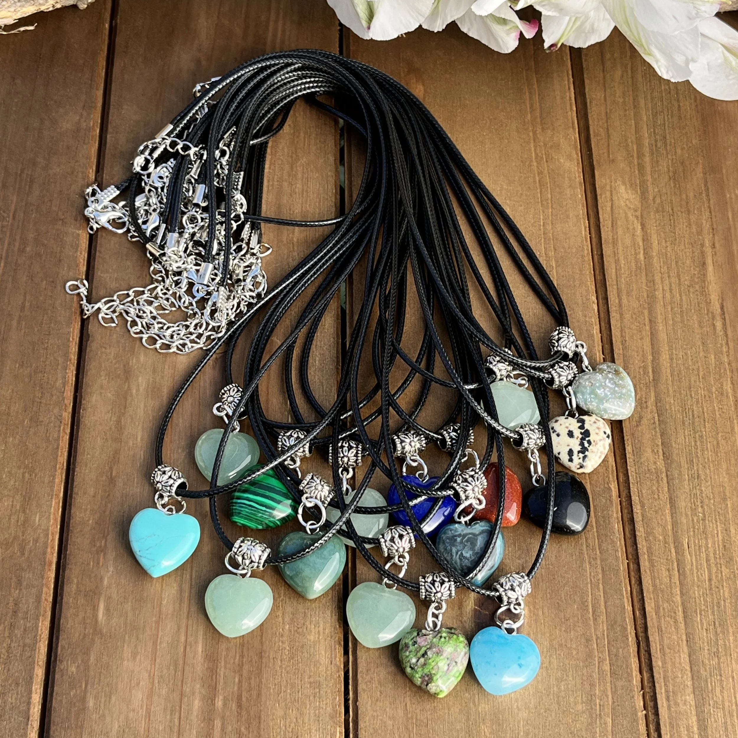 Little Gemstone Heart Necklaces