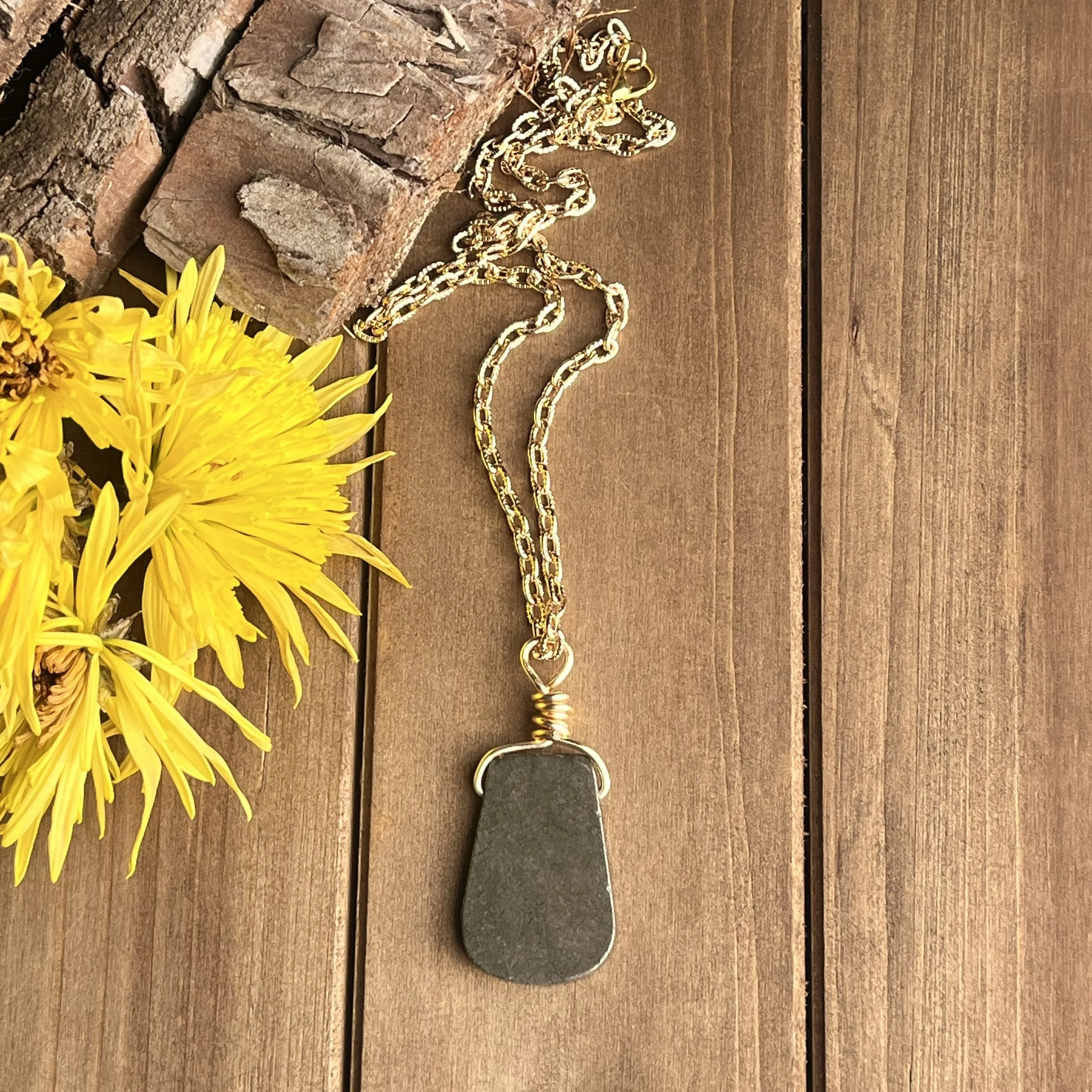 Pyrite wire wrapped necklace