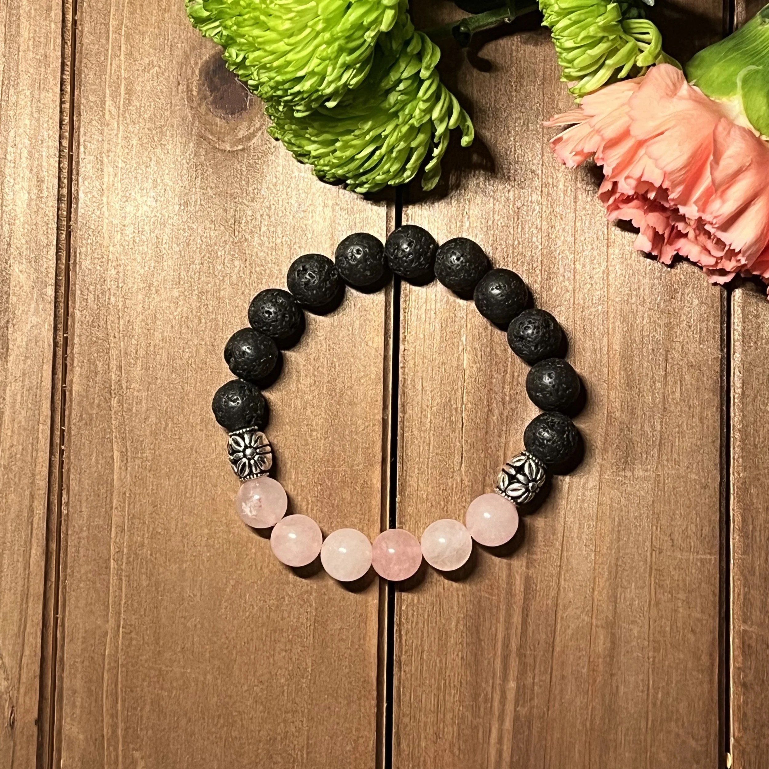 pink and black gemstone bracelet