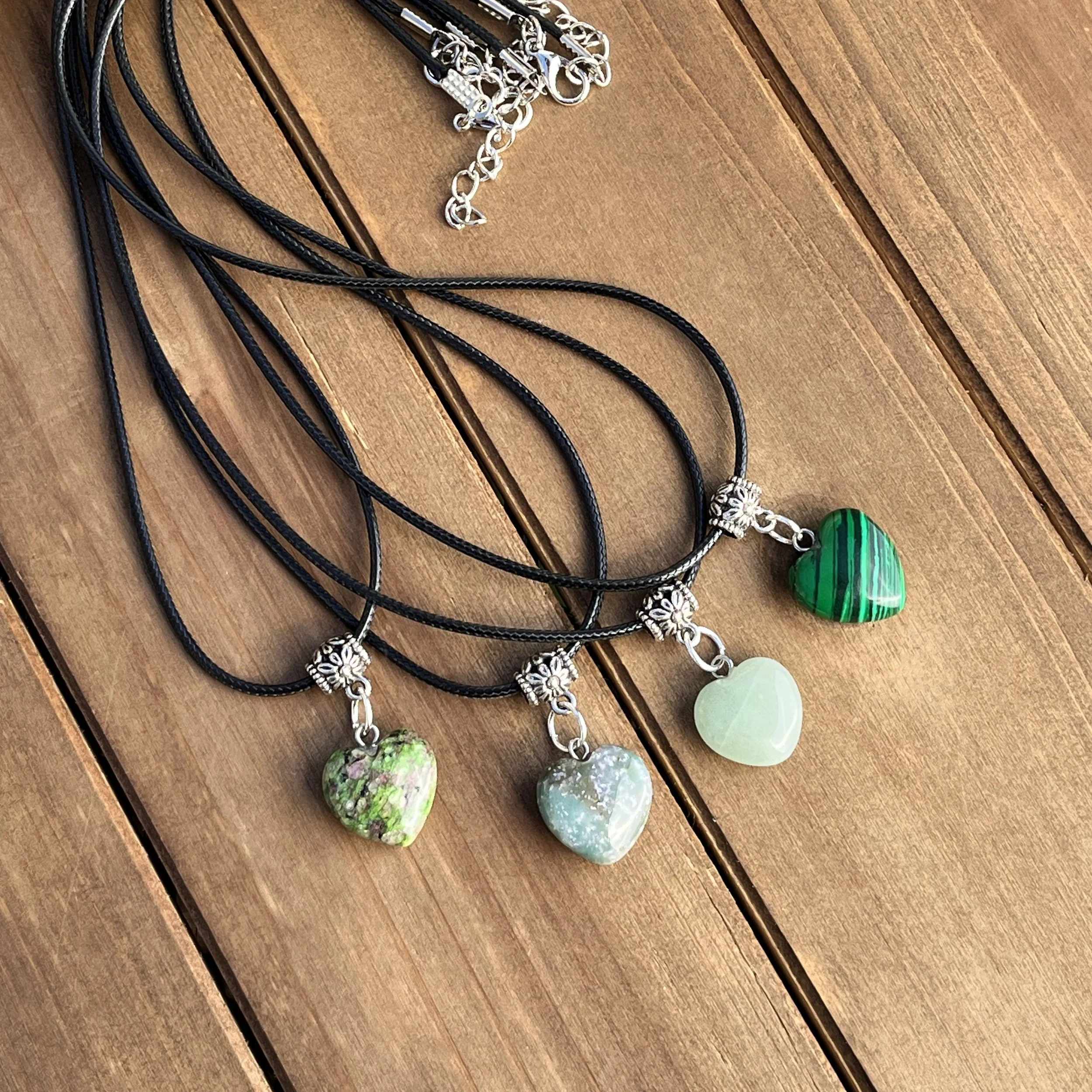 green gemstone heart necklaces
