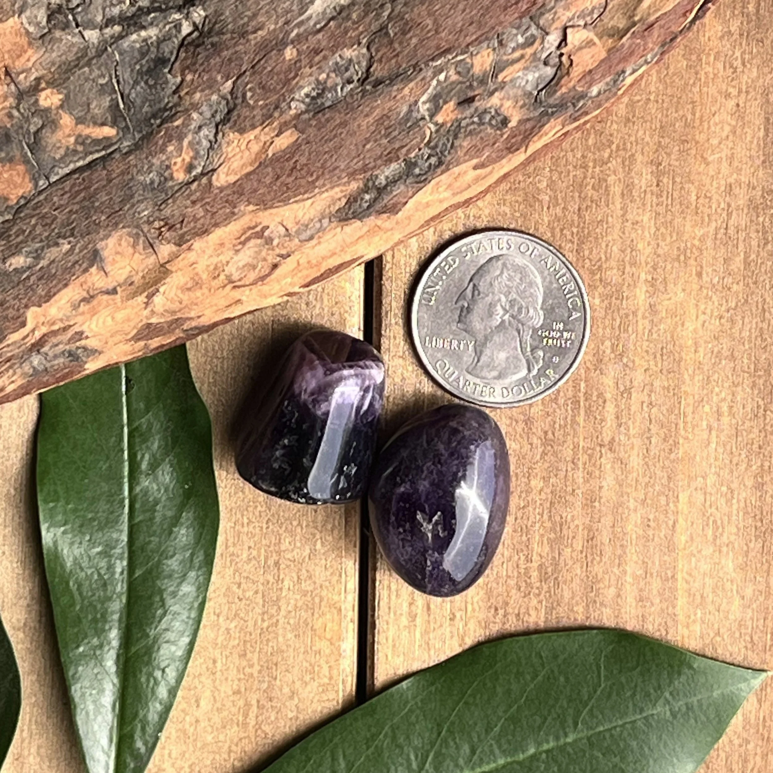 purple tumbled gemstones