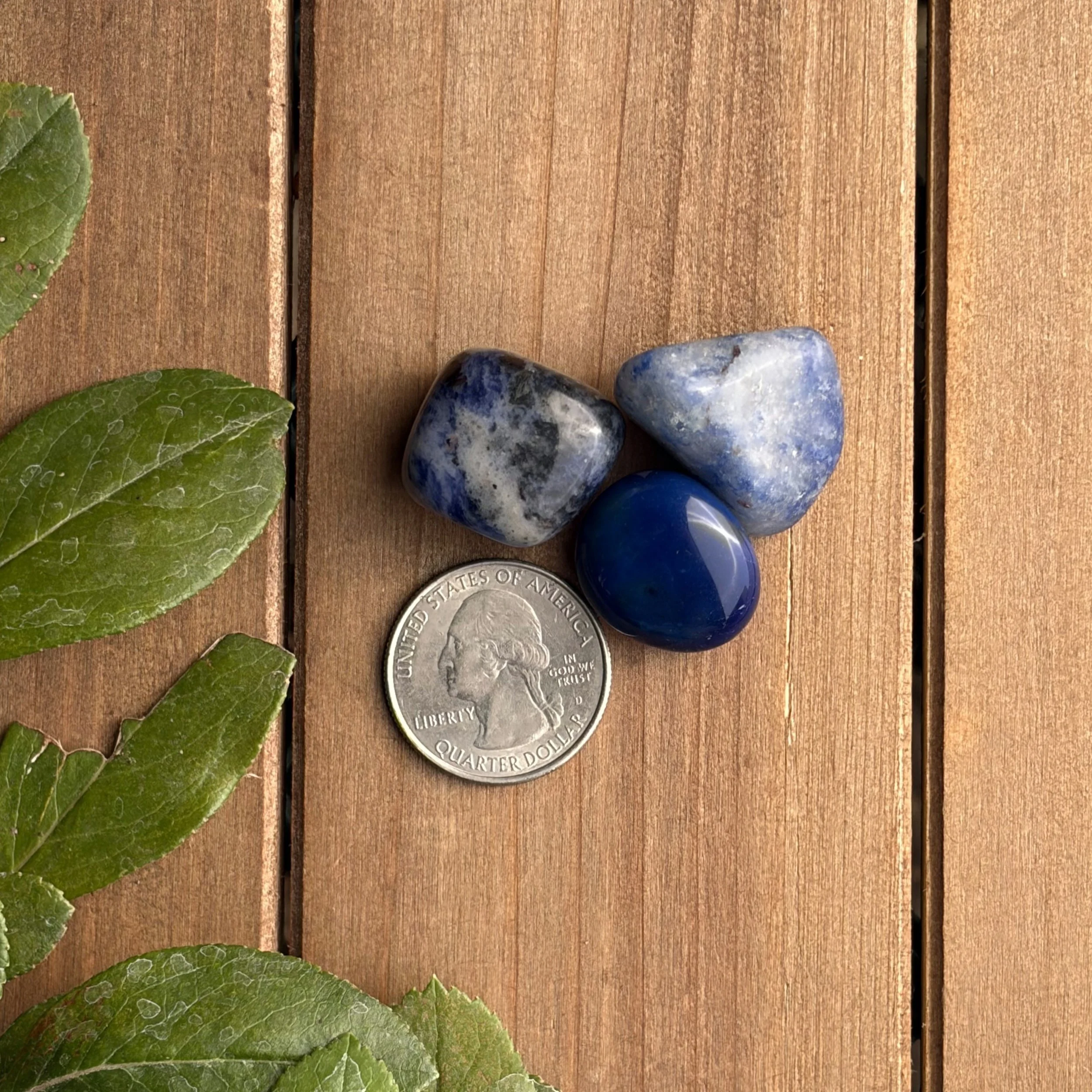 blue tumbled gemstones