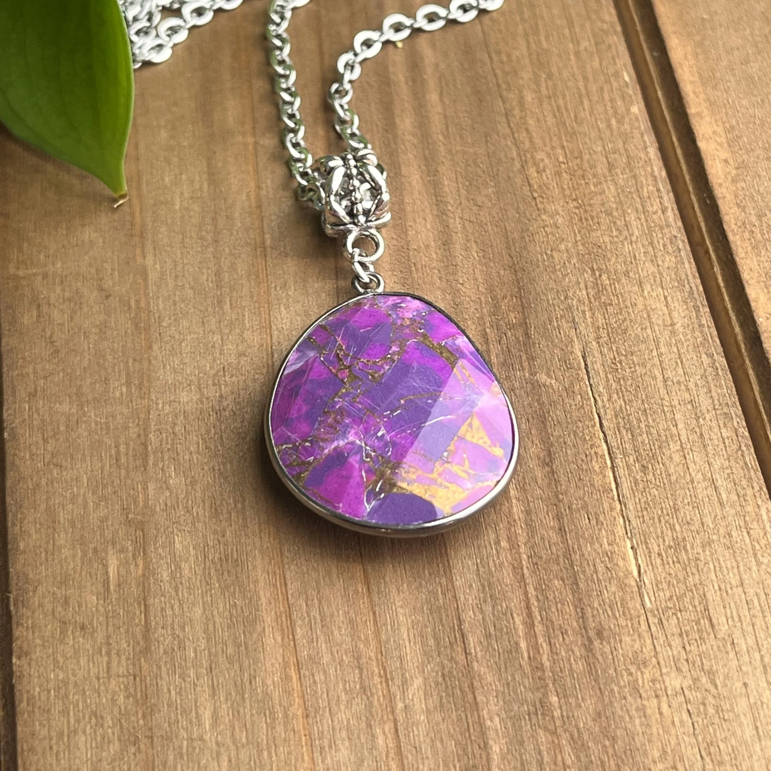 purple turquoise necklace healing necklace