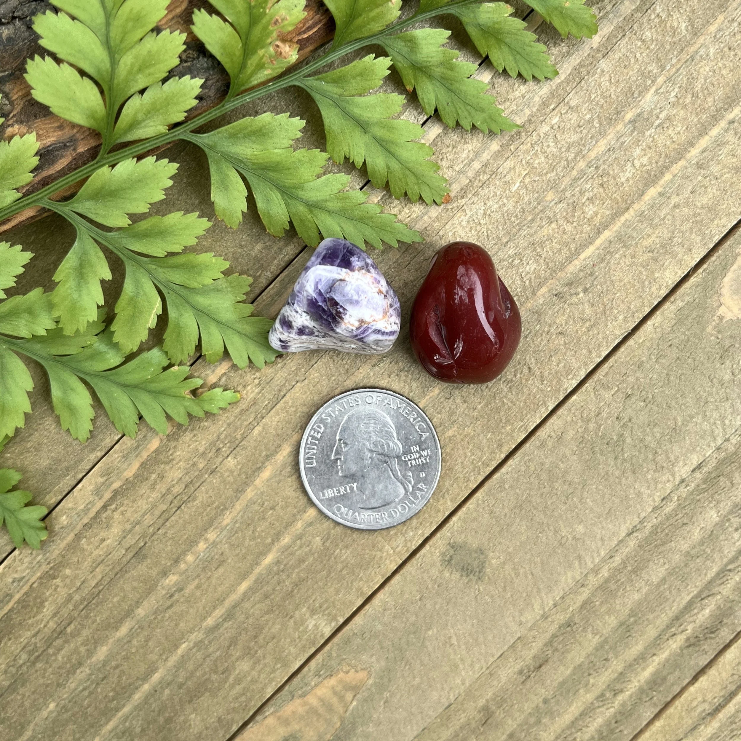 Amethyst and Red Jasper tumbled gemstones