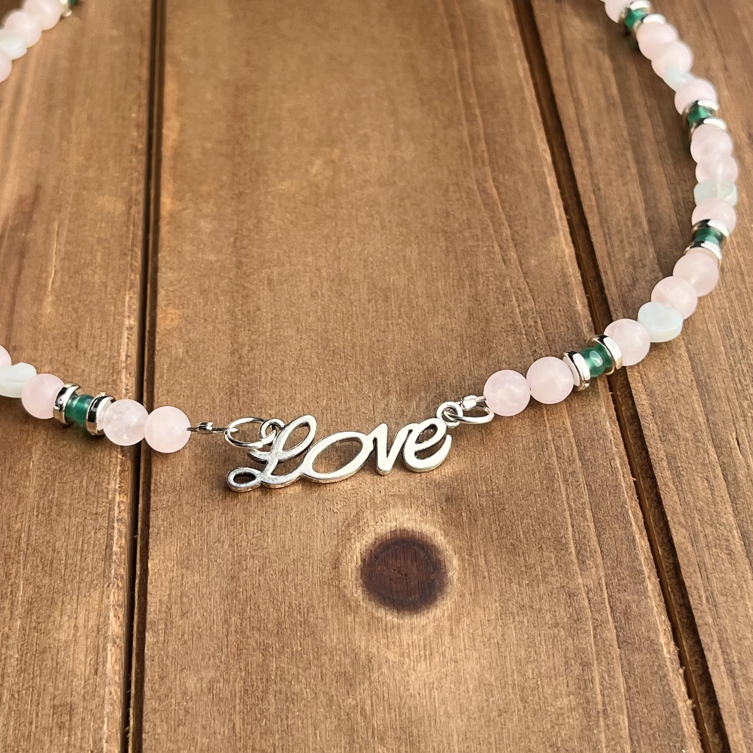 Love gemstone bead necklace