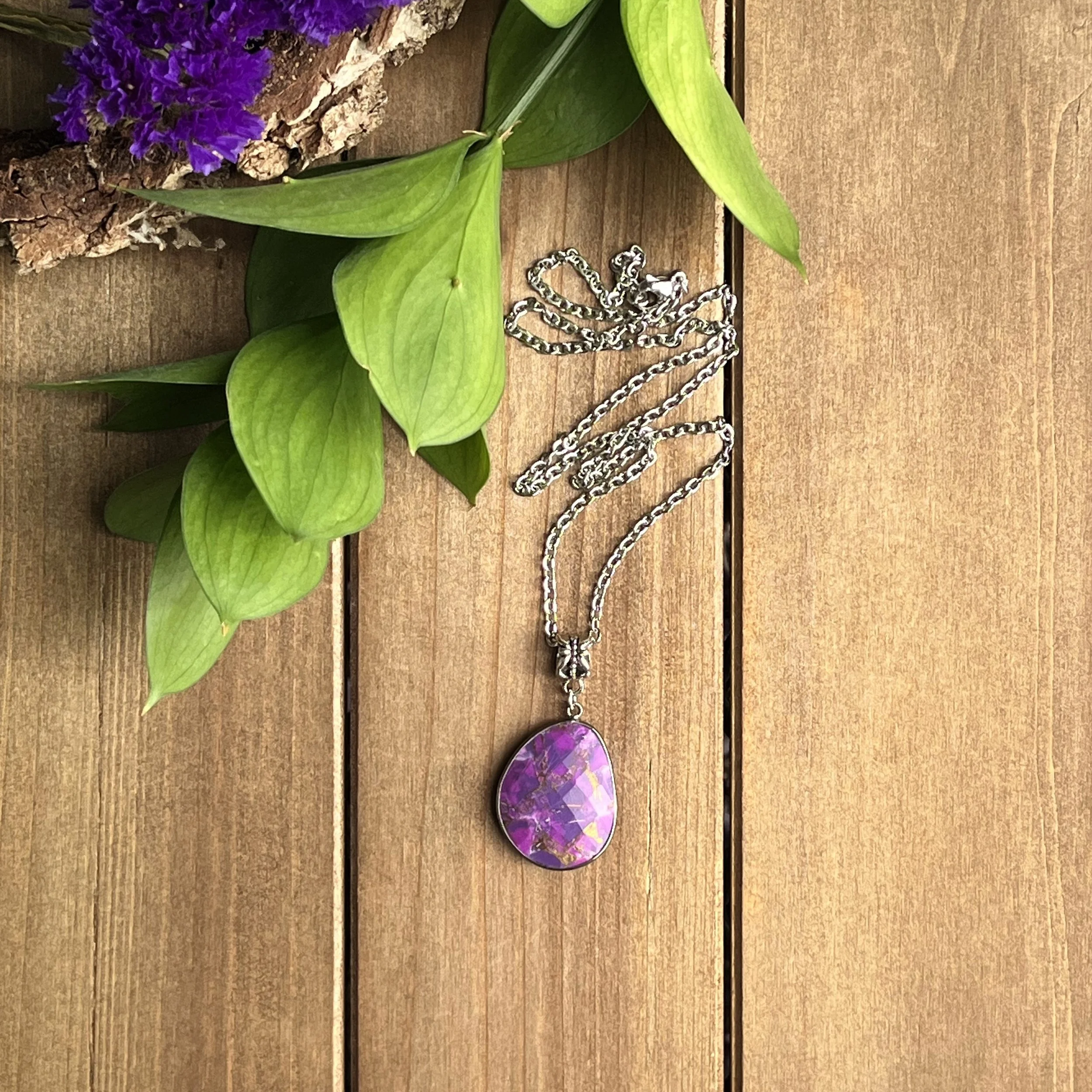 purple copper turquoise necklace