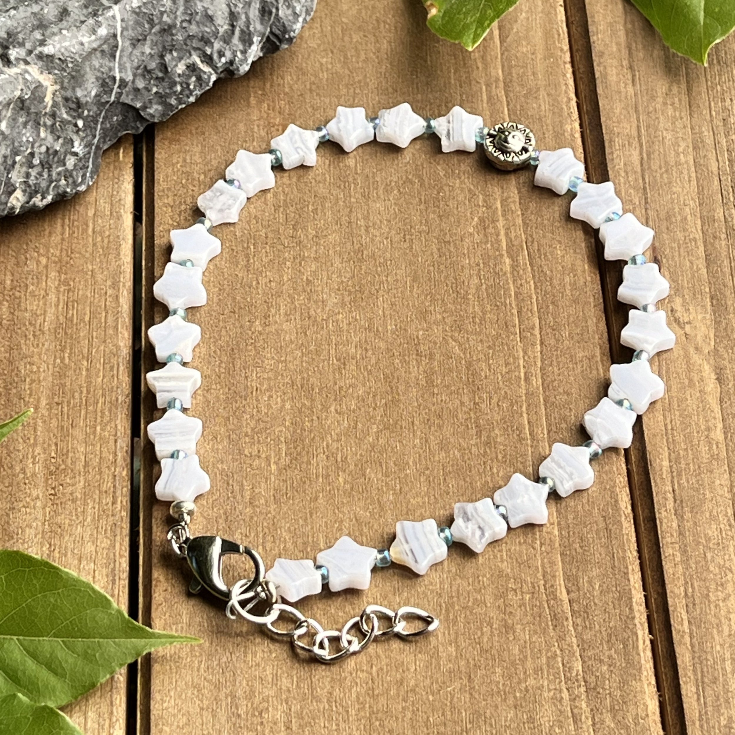 blue gemstone anklet with stars