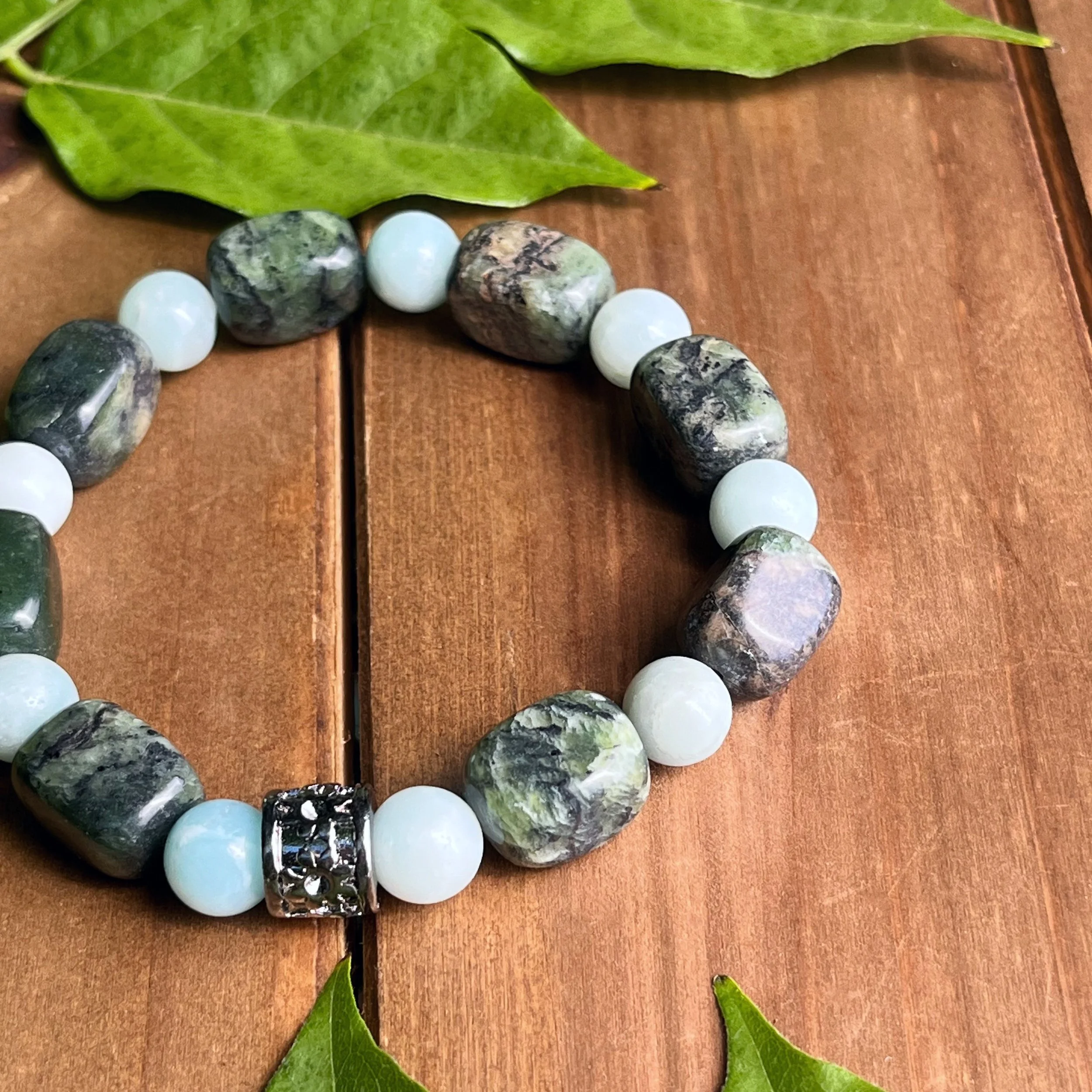 Jade healing bracelet with Amazonite
