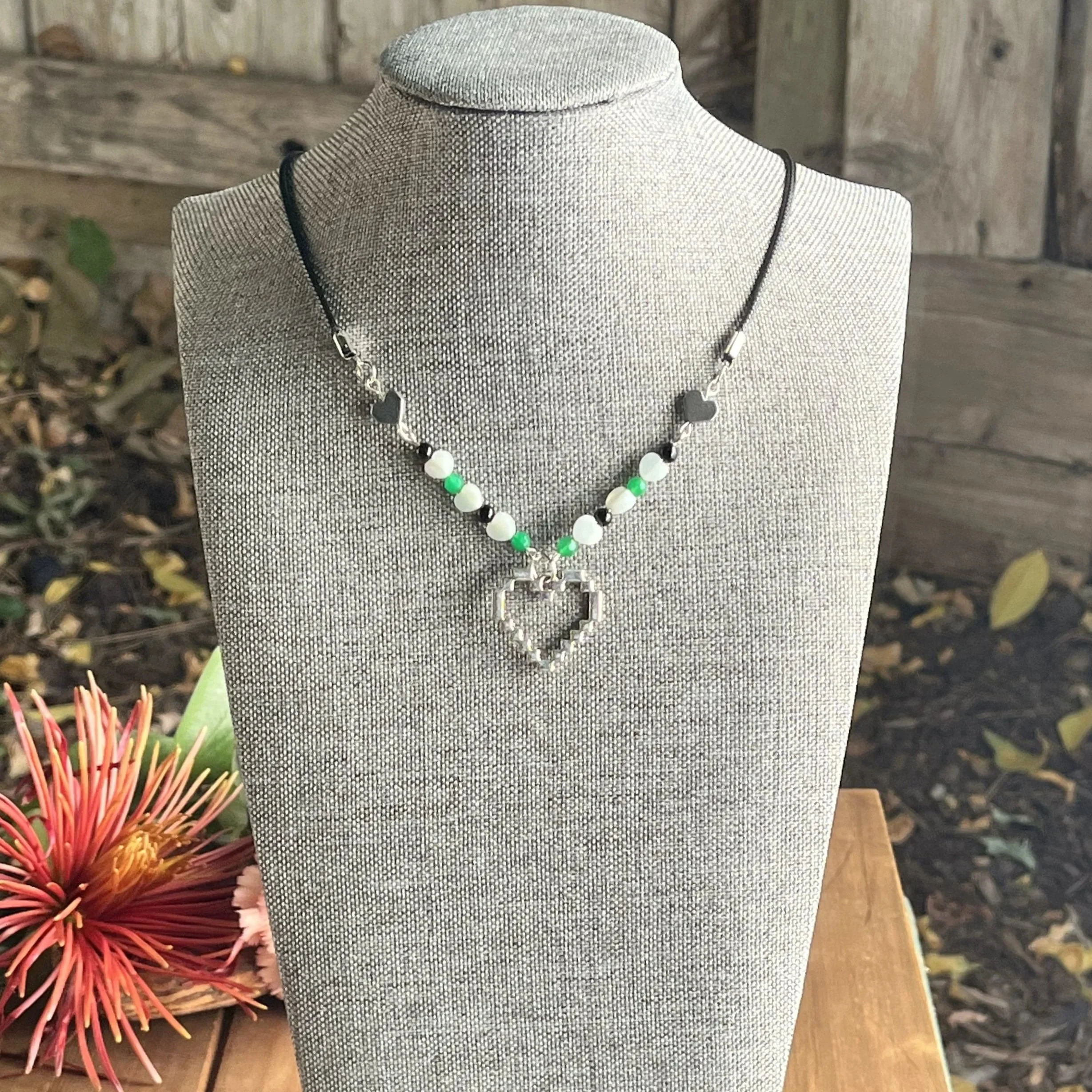 heart chakra gemstone bead necklace