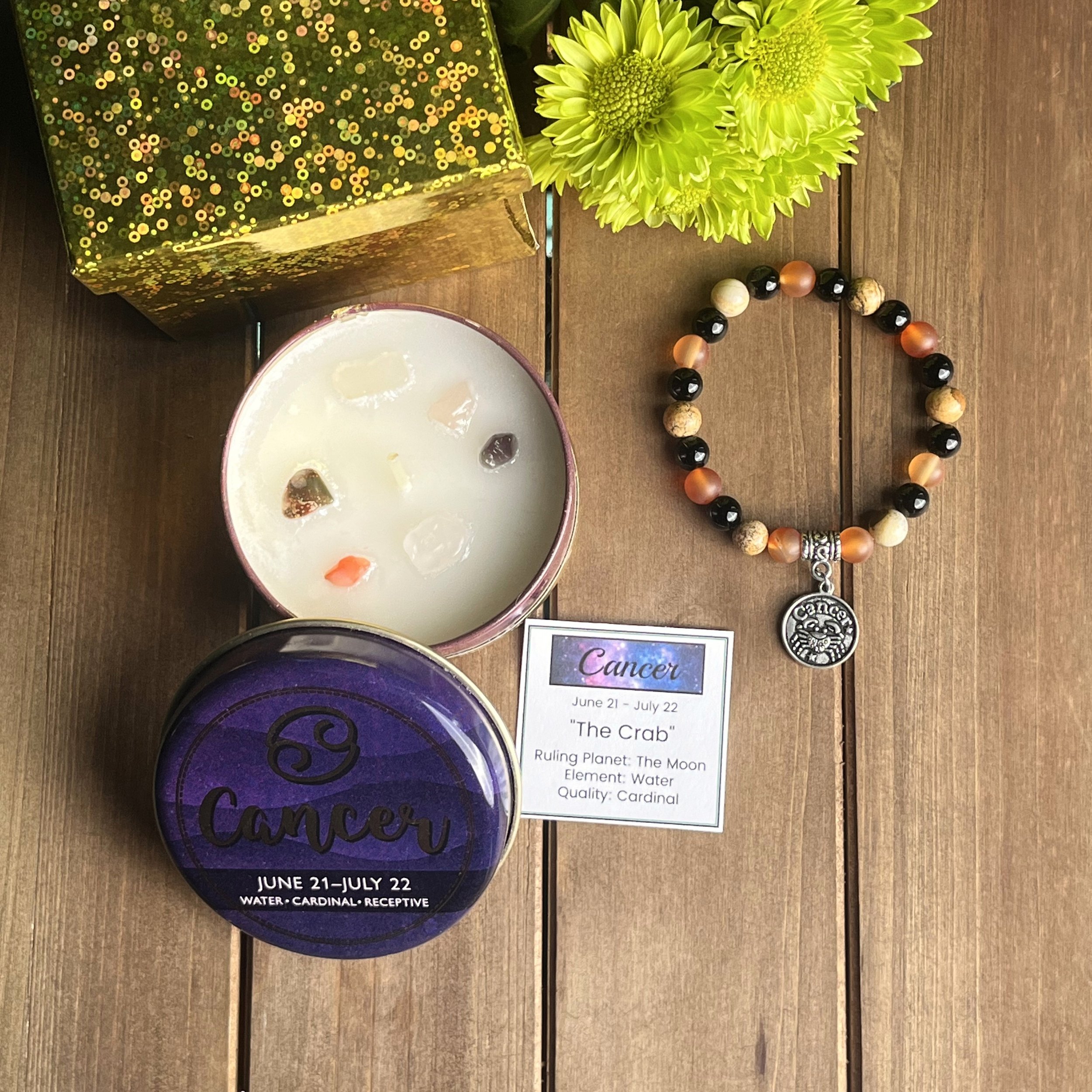 Cancer zodiac candle gift set