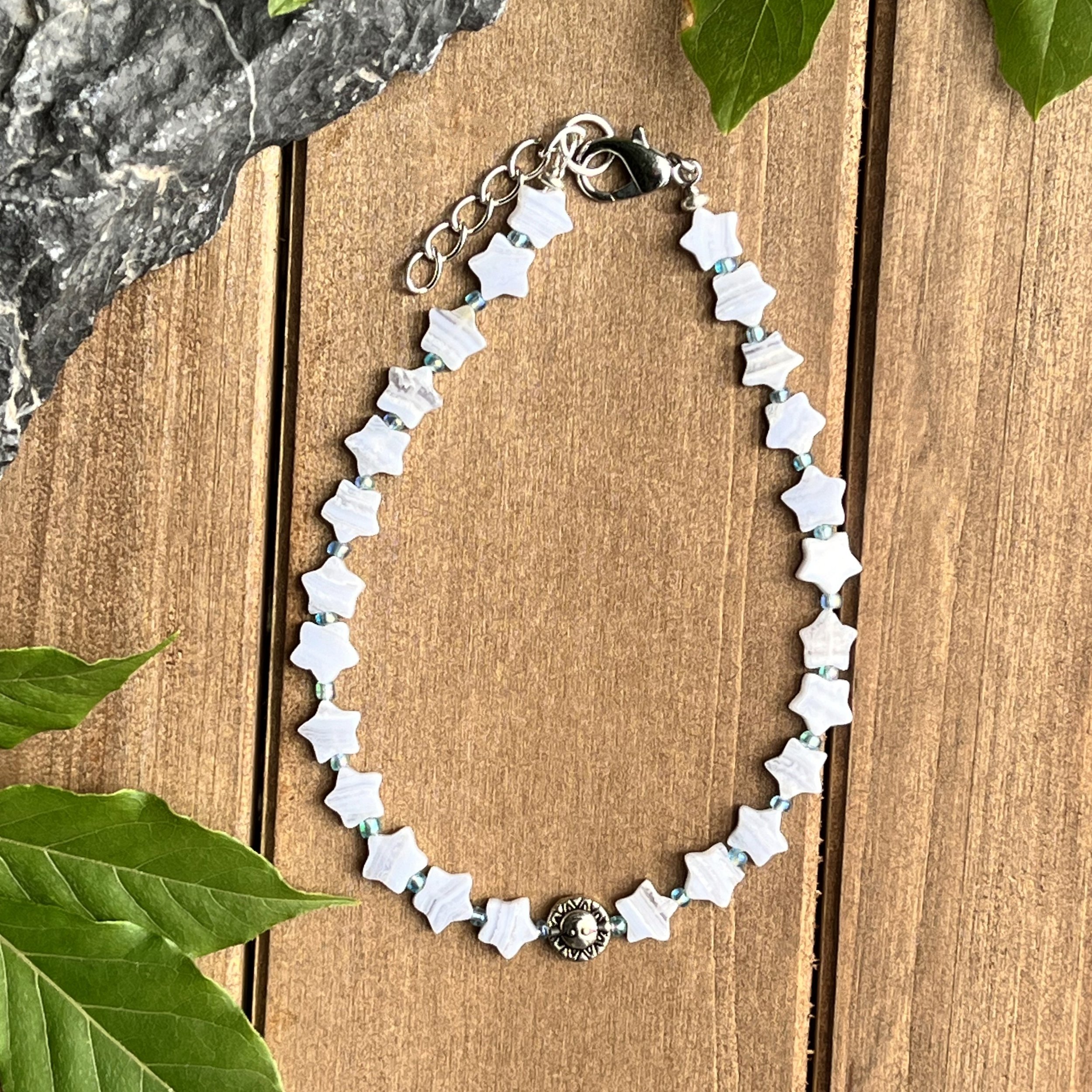 blue lace agate star anklet